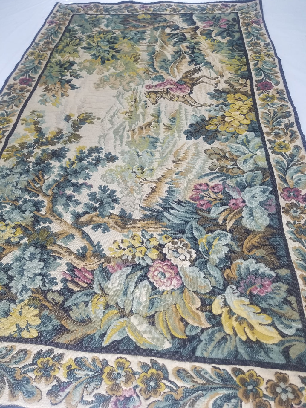 Vintage French Verdure Scene Wall Hanging Tapestry 194x114cm