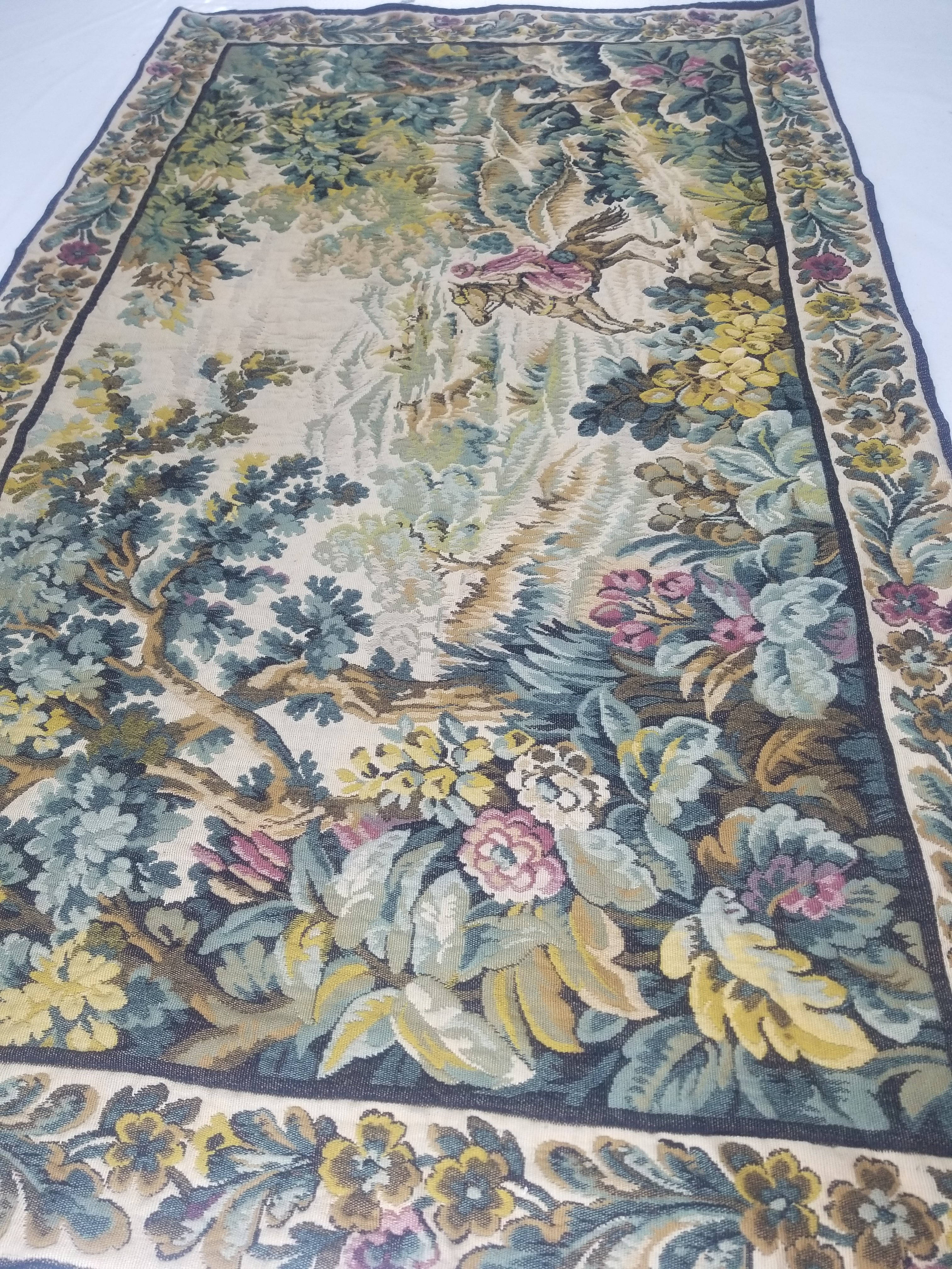 Vintage French Verdure Scene Wall Hanging Tapestry 194x114cm