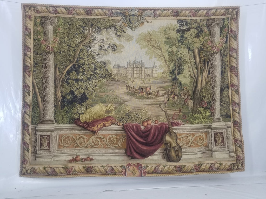 Vintage French Verdure Scene Wall Hanging Tapestry 190x143cm