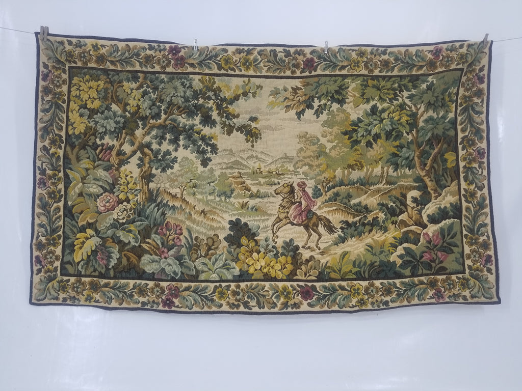 Vintage French Verdure Scene Wall Hanging Tapestry 194x114cm