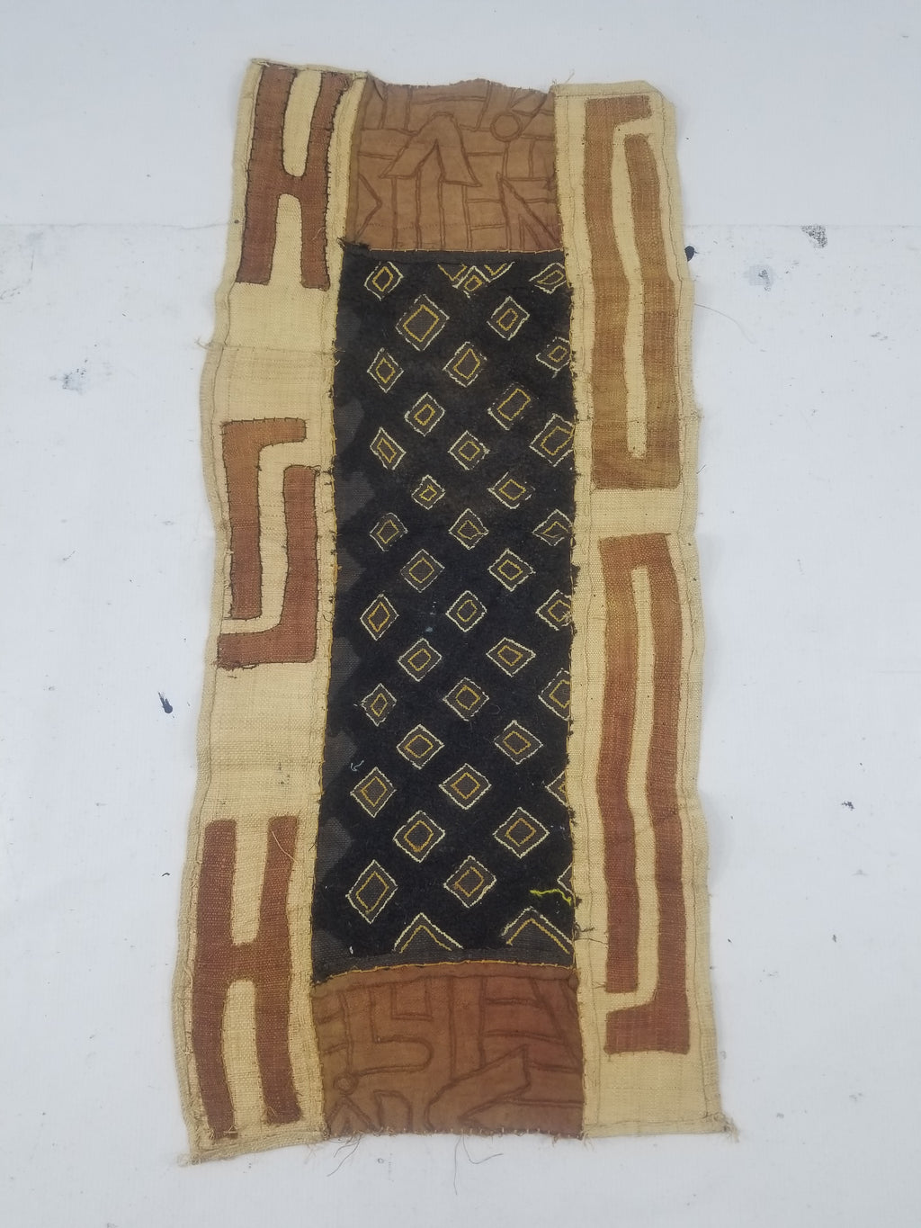 Vintage African Handwoven Kuba Textile Runner 89x40cm