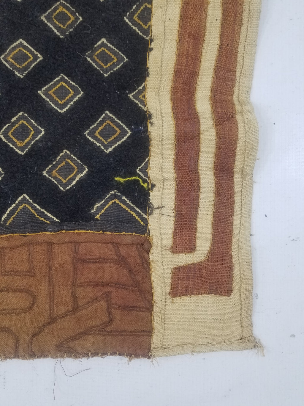 Vintage African Handwoven Kuba Textile Runner 89x40cm