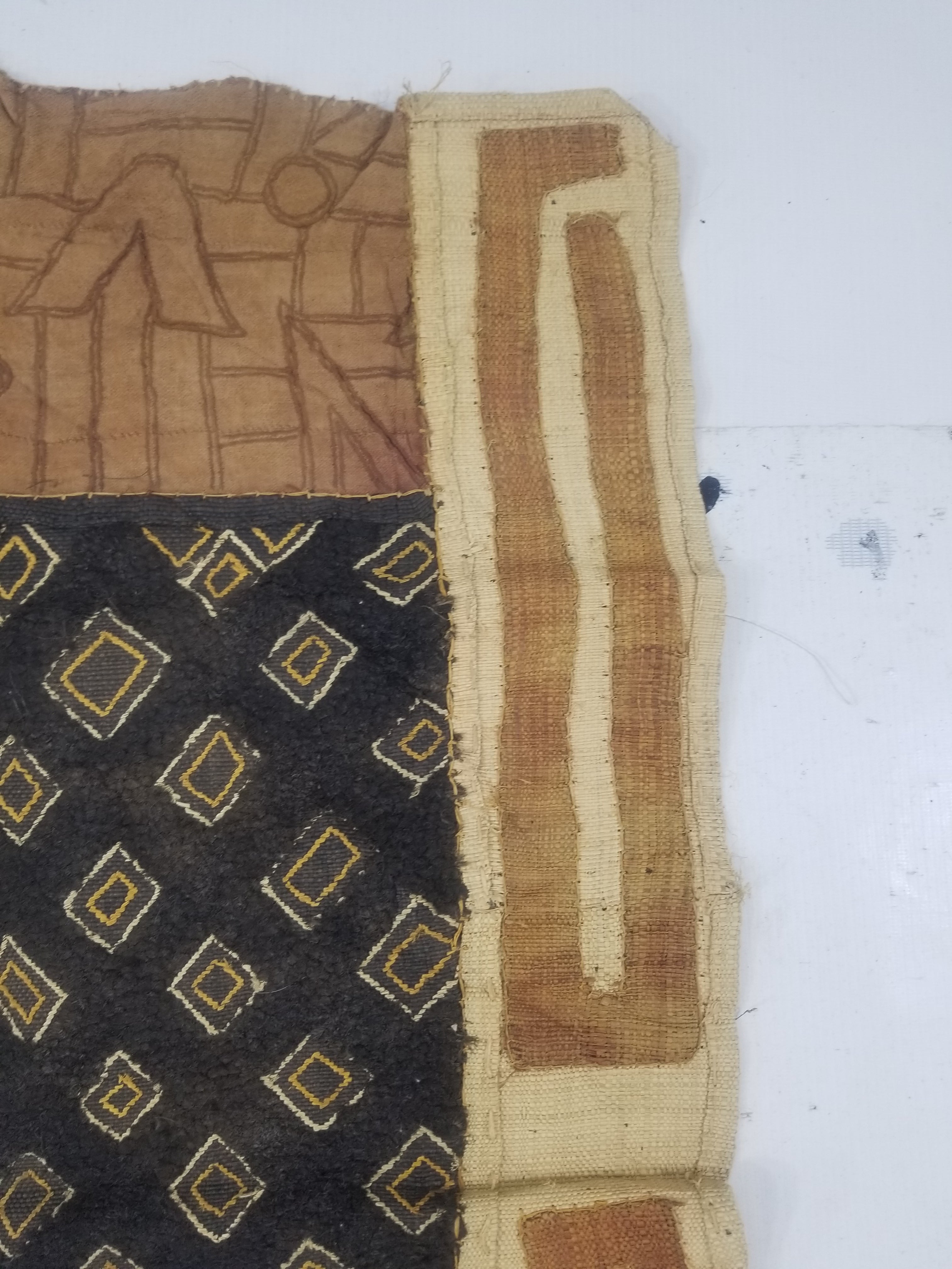 Vintage African Handwoven Kuba Textile Runner 89x40cm