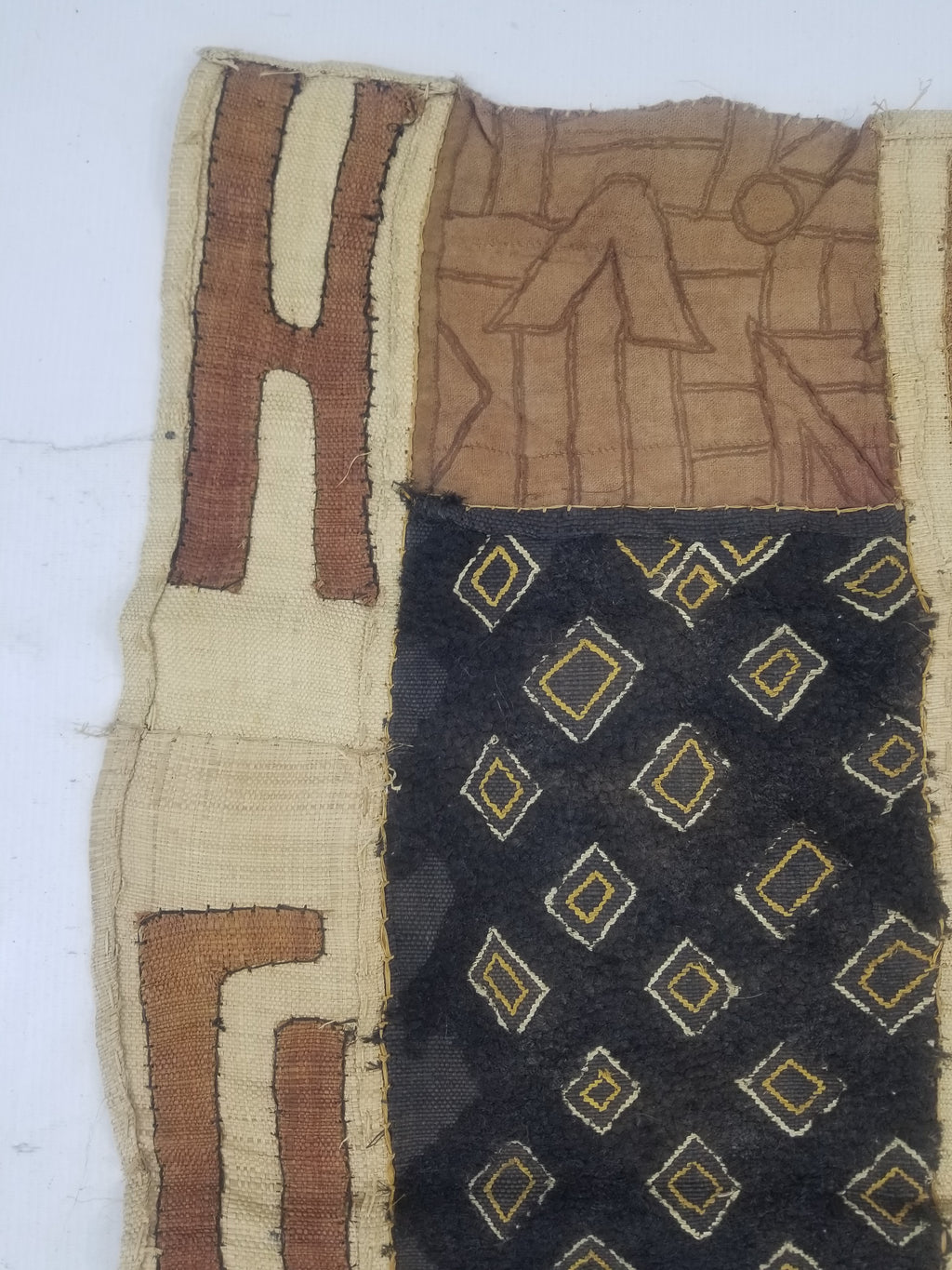 Vintage African Handwoven Kuba Textile Runner 89x40cm