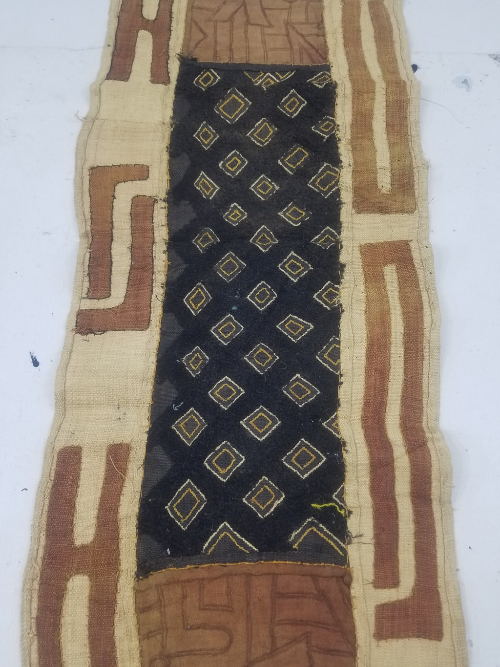 Vintage African Handwoven Kuba Textile Runner 89x40cm