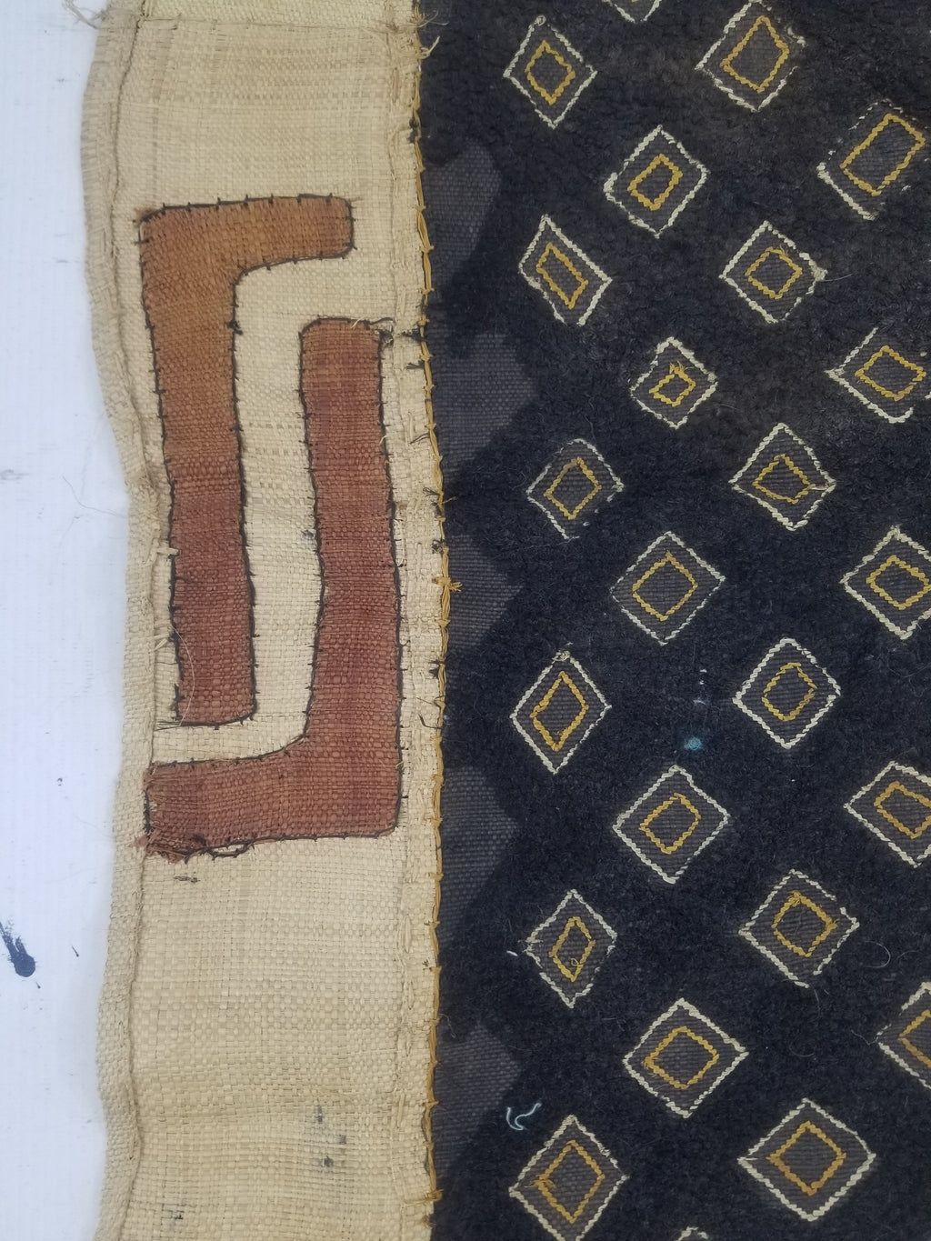 Vintage African Handwoven Kuba Textile Runner 89x40cm