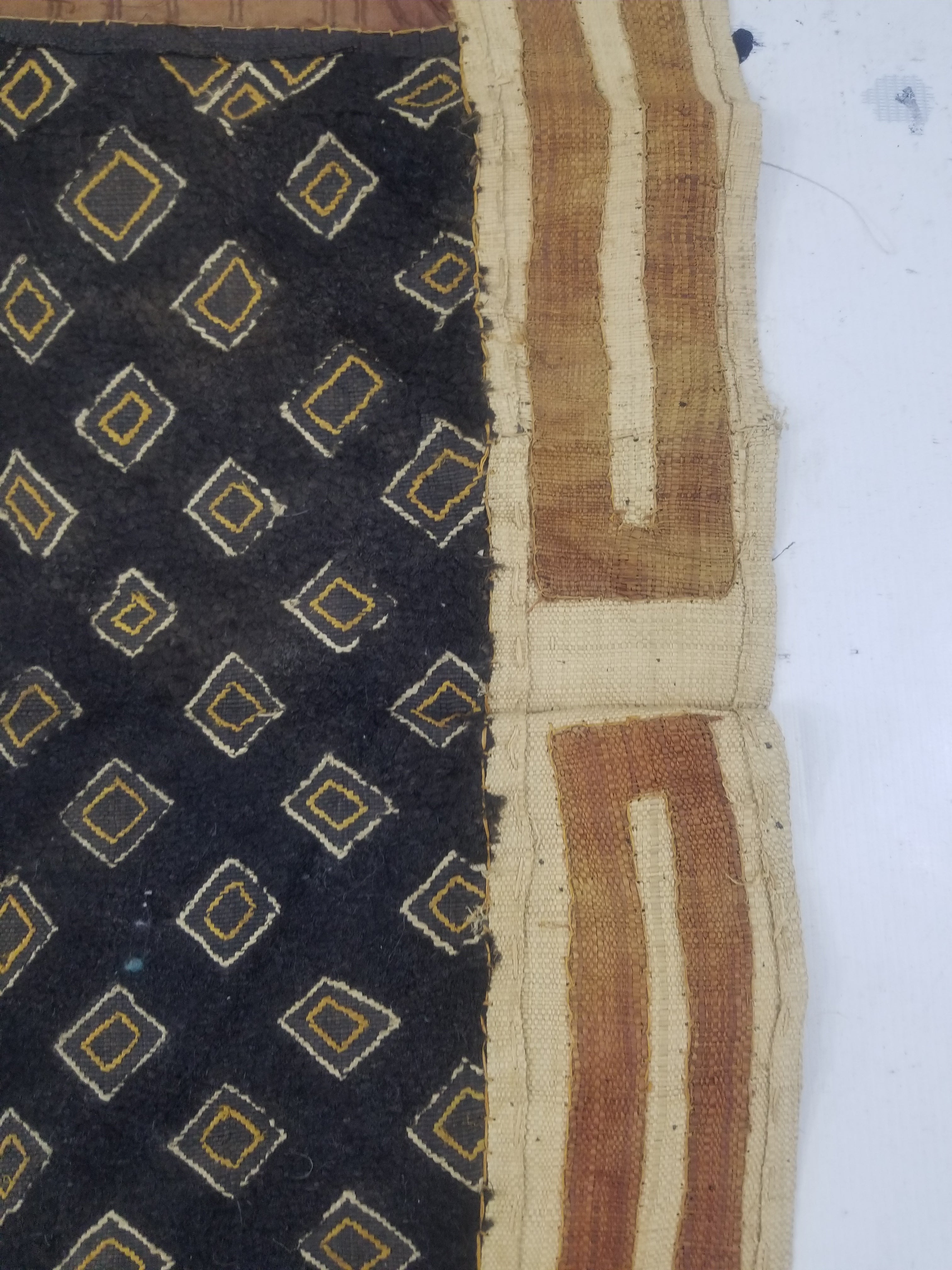 Vintage African Handwoven Kuba Textile Runner 89x40cm