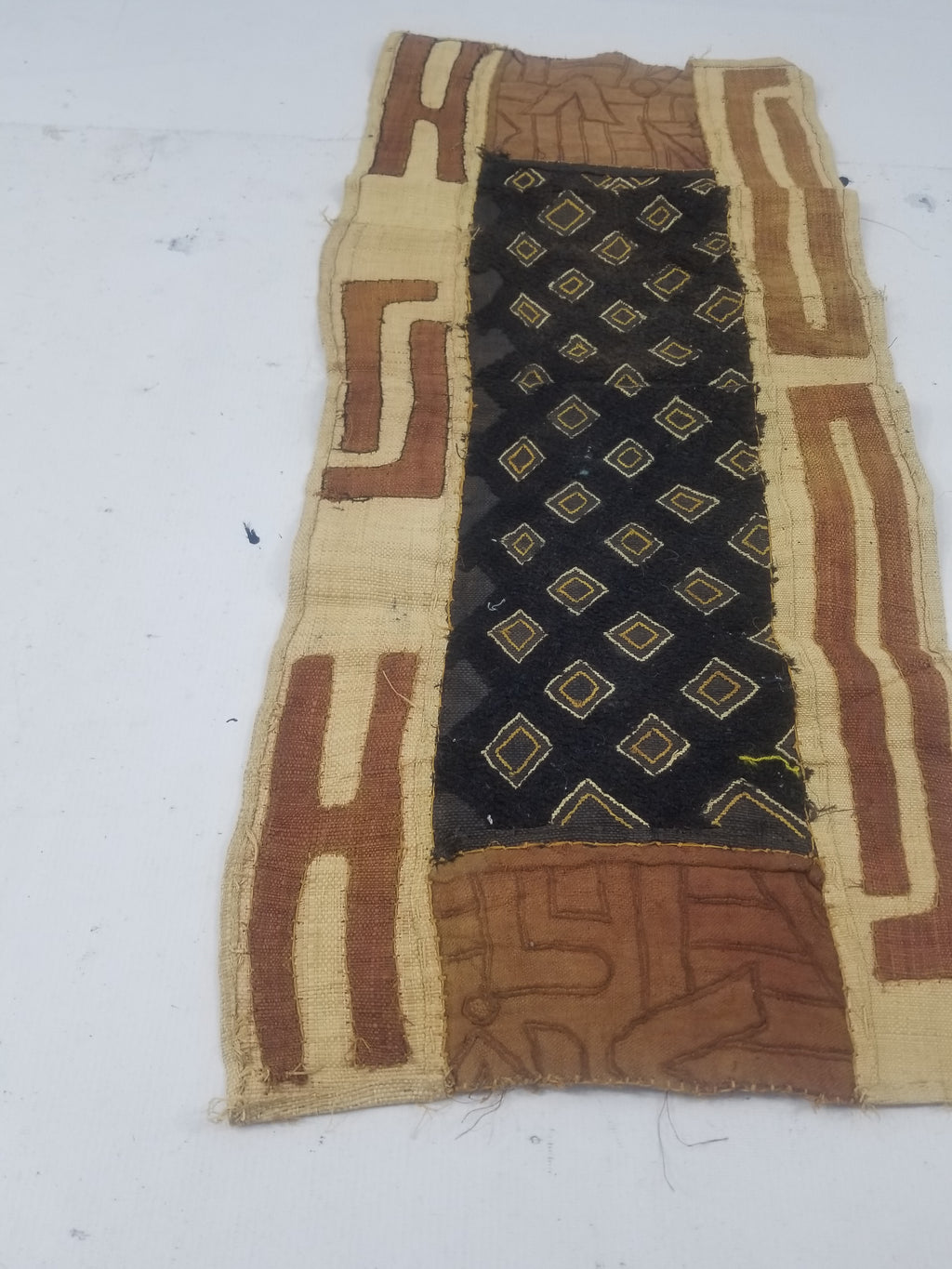 Vintage African Handwoven Kuba Textile Runner 89x40cm