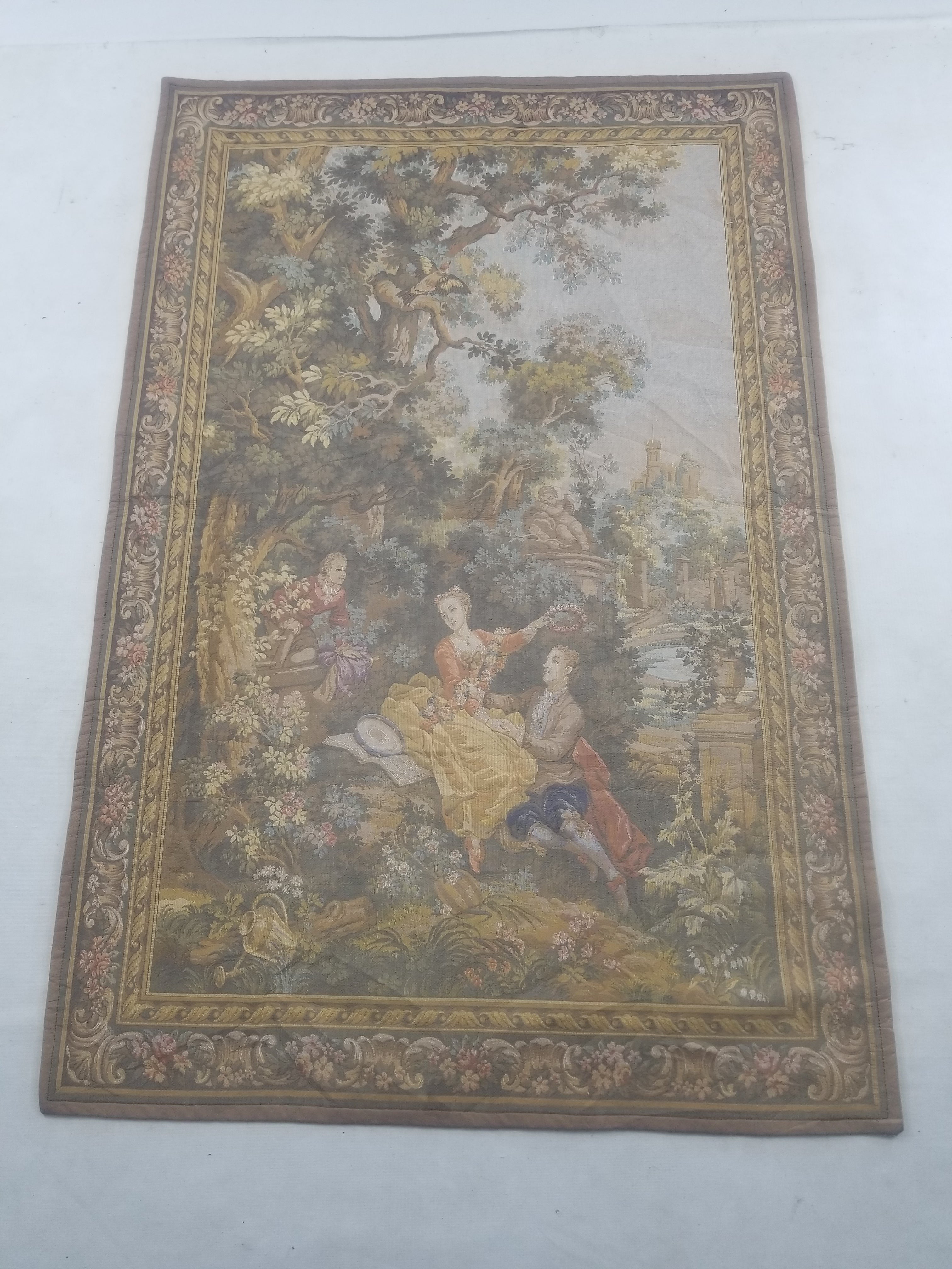 Vintage French Romantic Scene Wall Hanging Tapestry 137x92cm