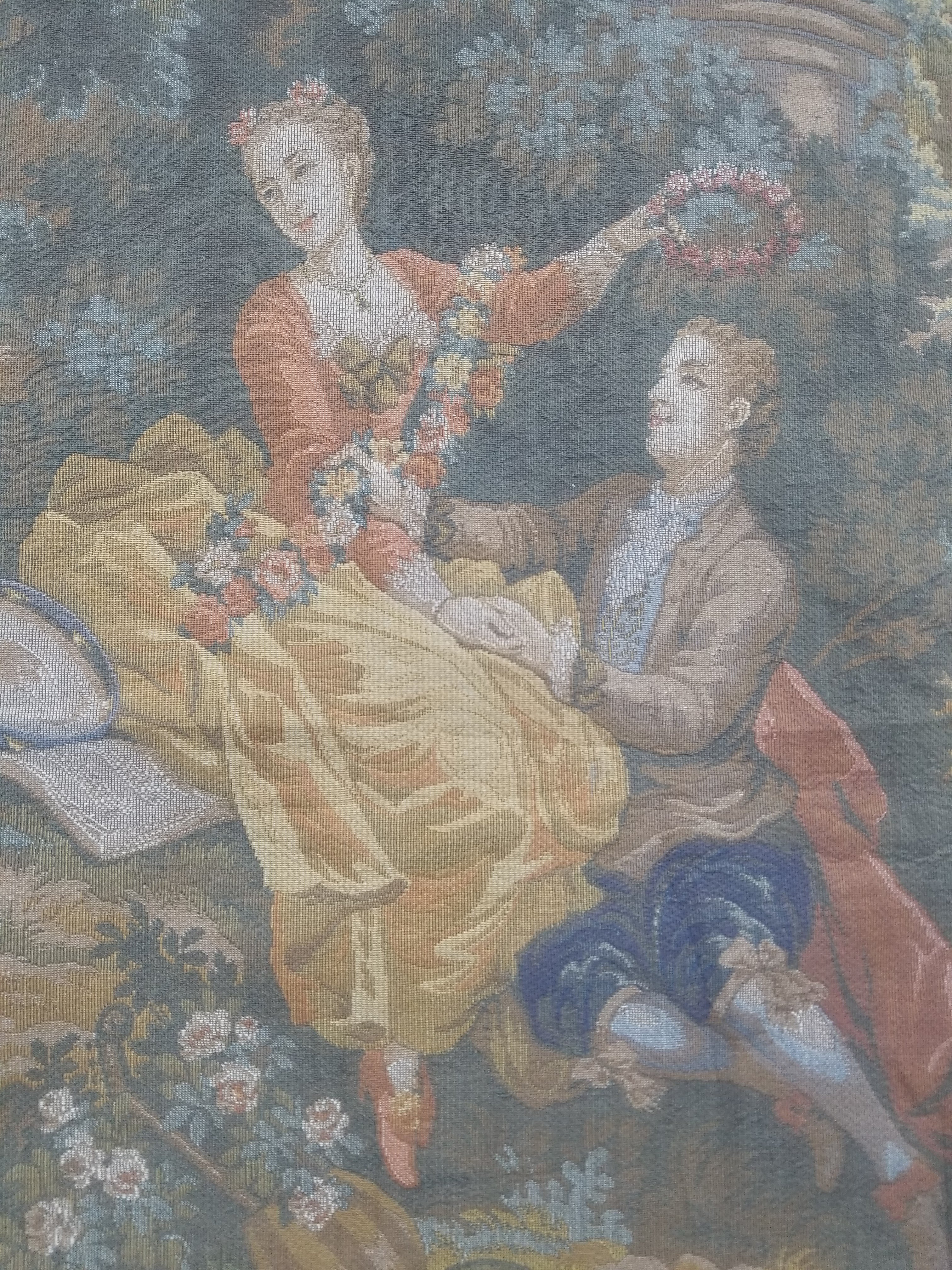 Vintage French Romantic Scene Wall Hanging Tapestry 137x92cm
