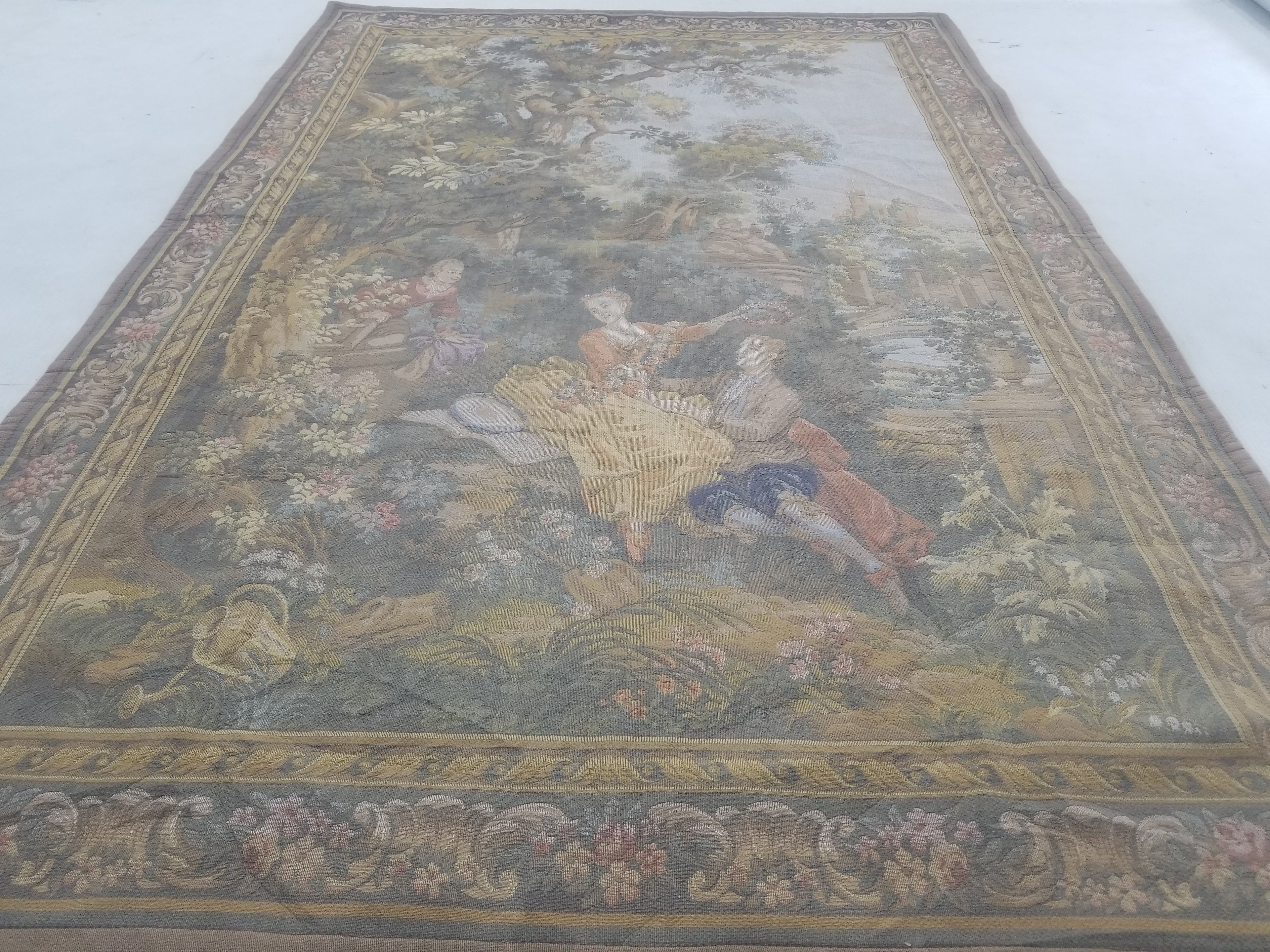 Vintage French Romantic Scene Wall Hanging Tapestry 137x92cm