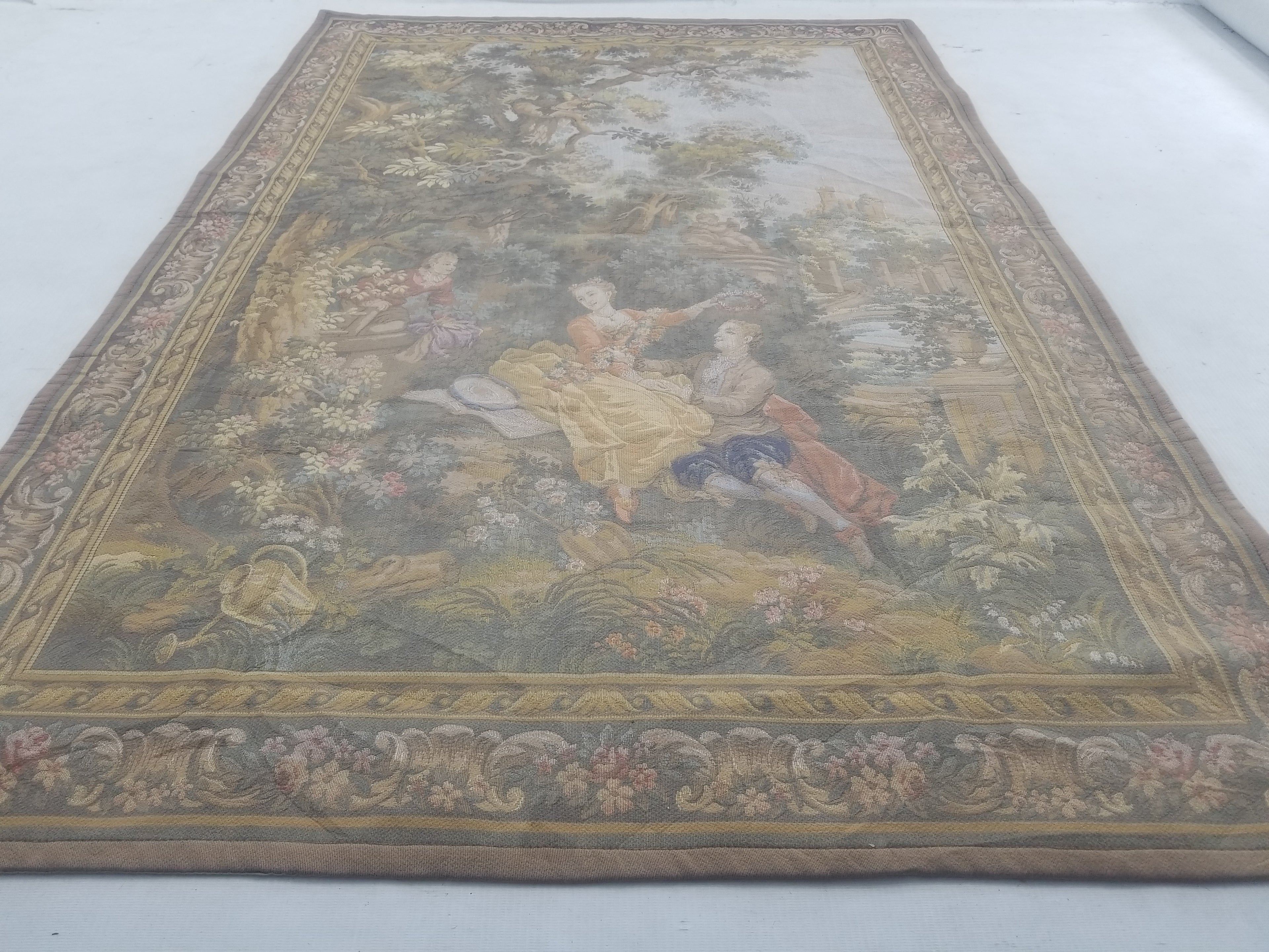 Vintage French Romantic Scene Wall Hanging Tapestry 137x92cm