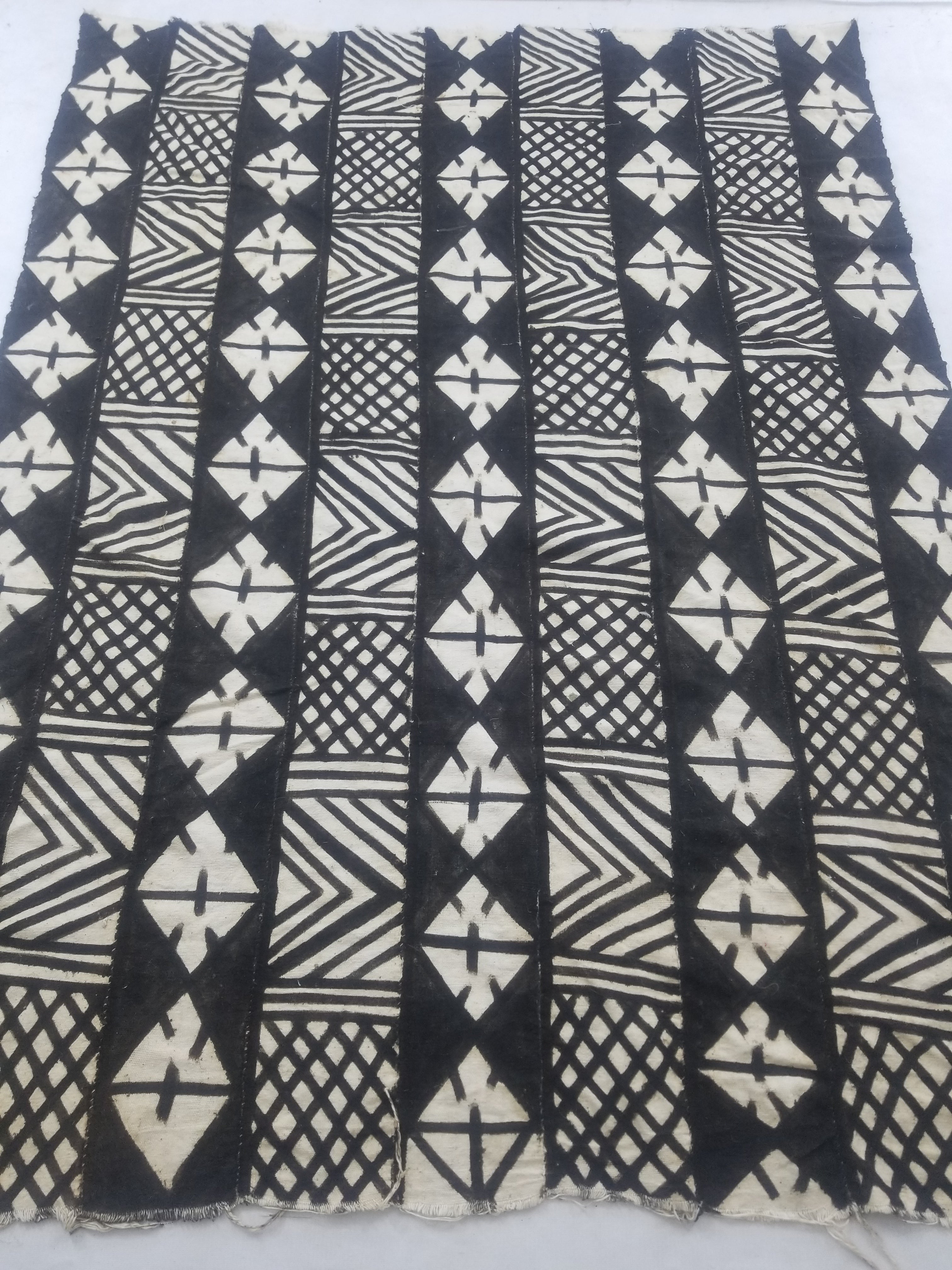 Vintage African Mudcloth Black & White Tribal Textile 166x121cm