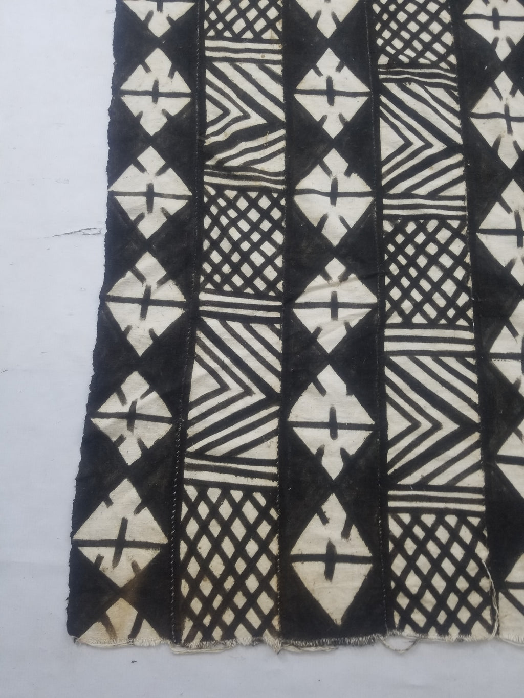 Vintage African Mudcloth Black & White Tribal Textile 166x121cm