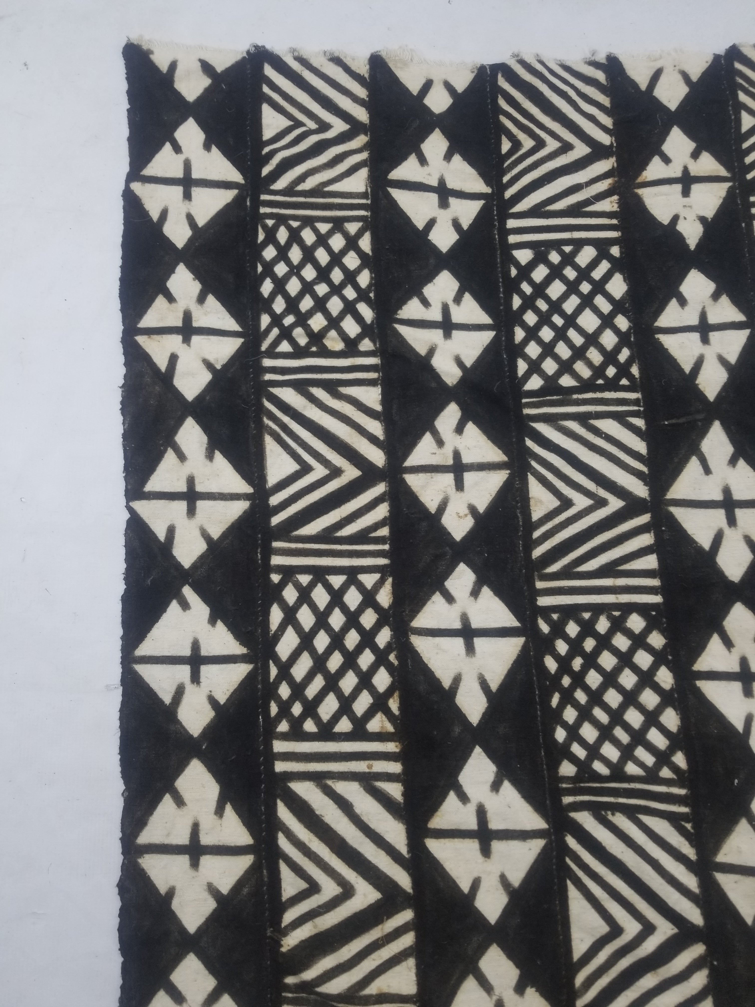 Vintage African Mudcloth Black & White Tribal Textile 166x121cm