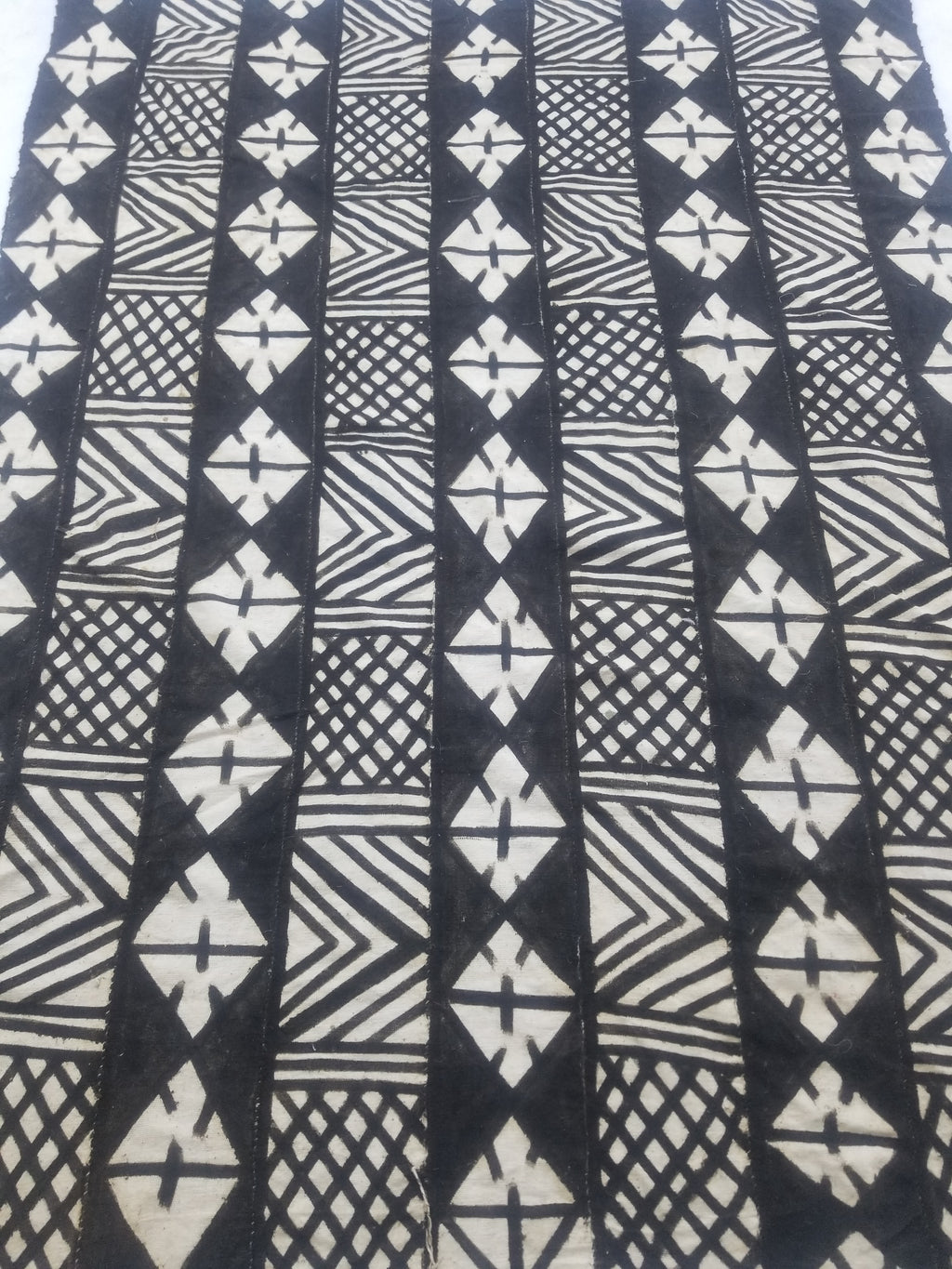 Vintage African Mudcloth Black & White Tribal Textile 166x121cm