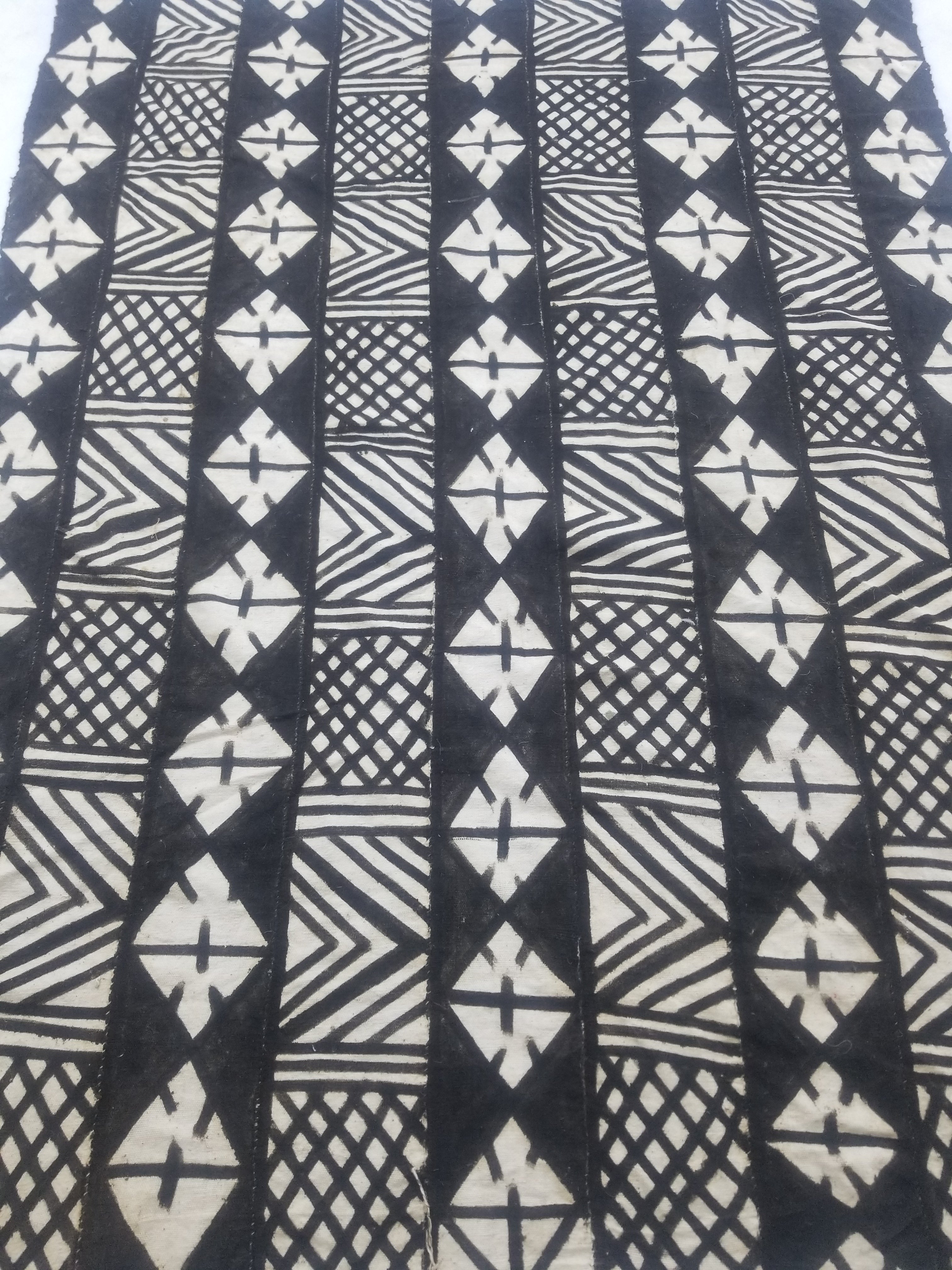 Vintage African Mudcloth Black & White Tribal Textile 166x121cm