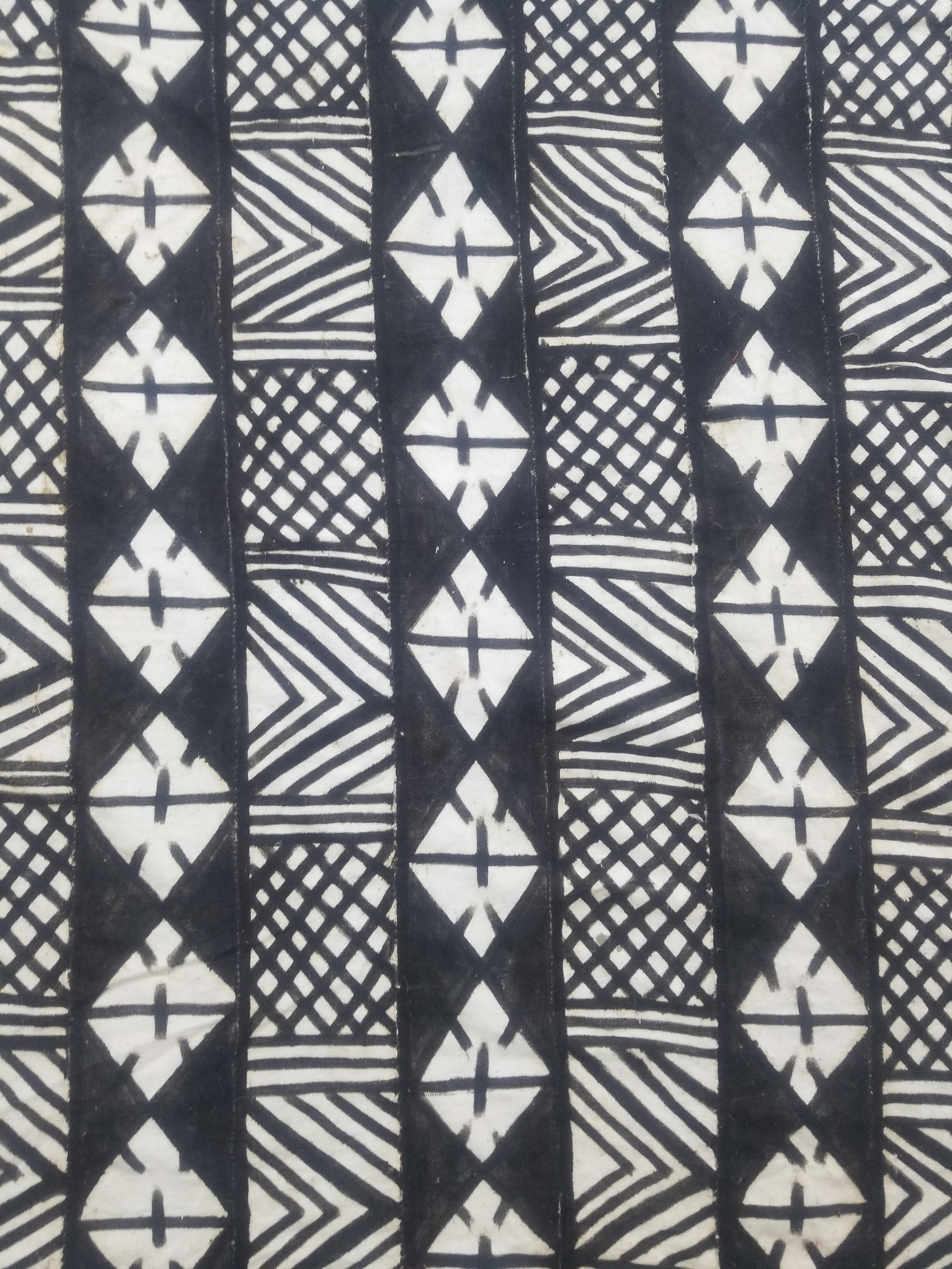 Vintage African Mudcloth Black & White Tribal Textile 166x121cm