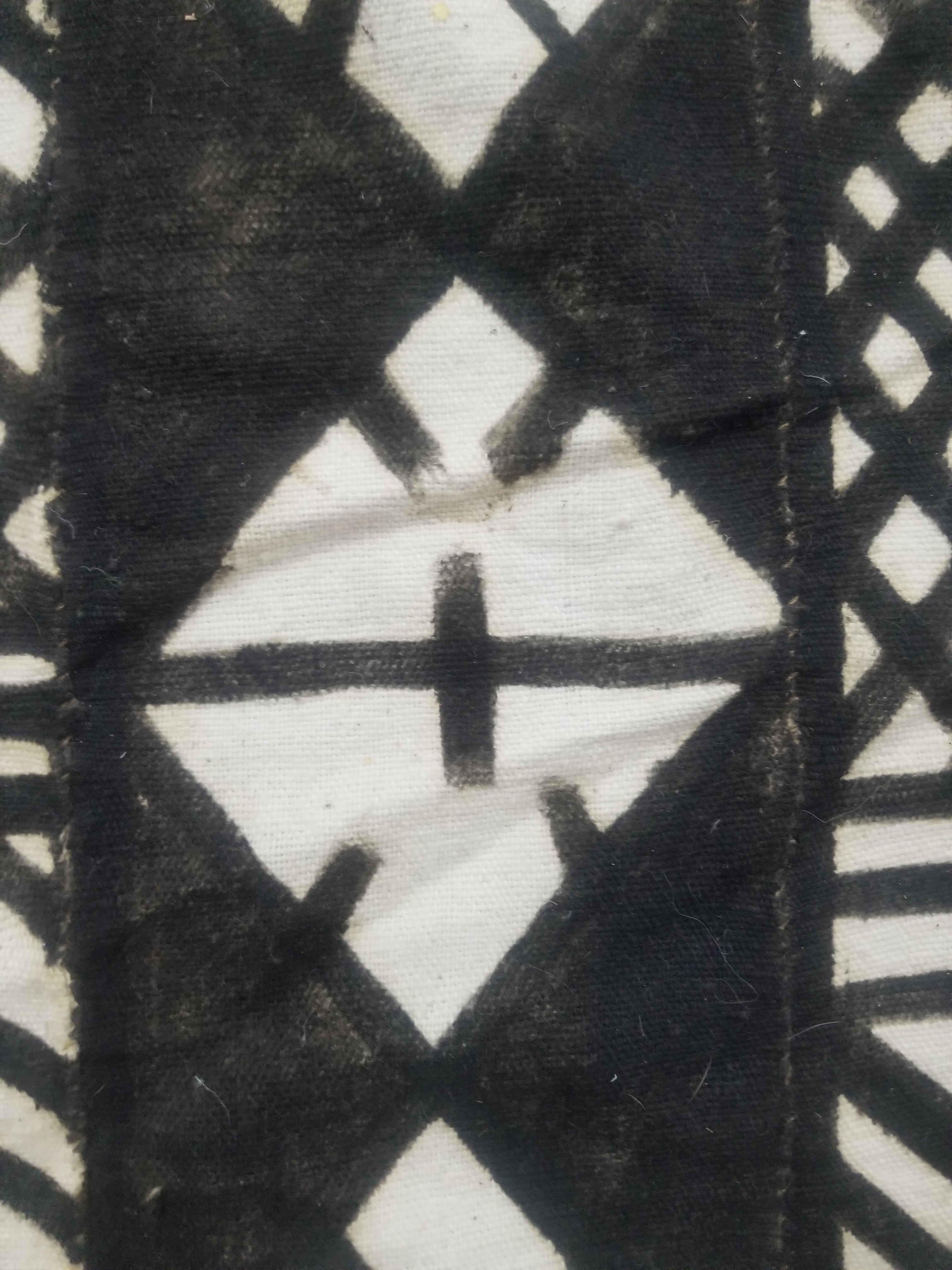 Vintage African Mudcloth Black & White Tribal Textile 166x121cm