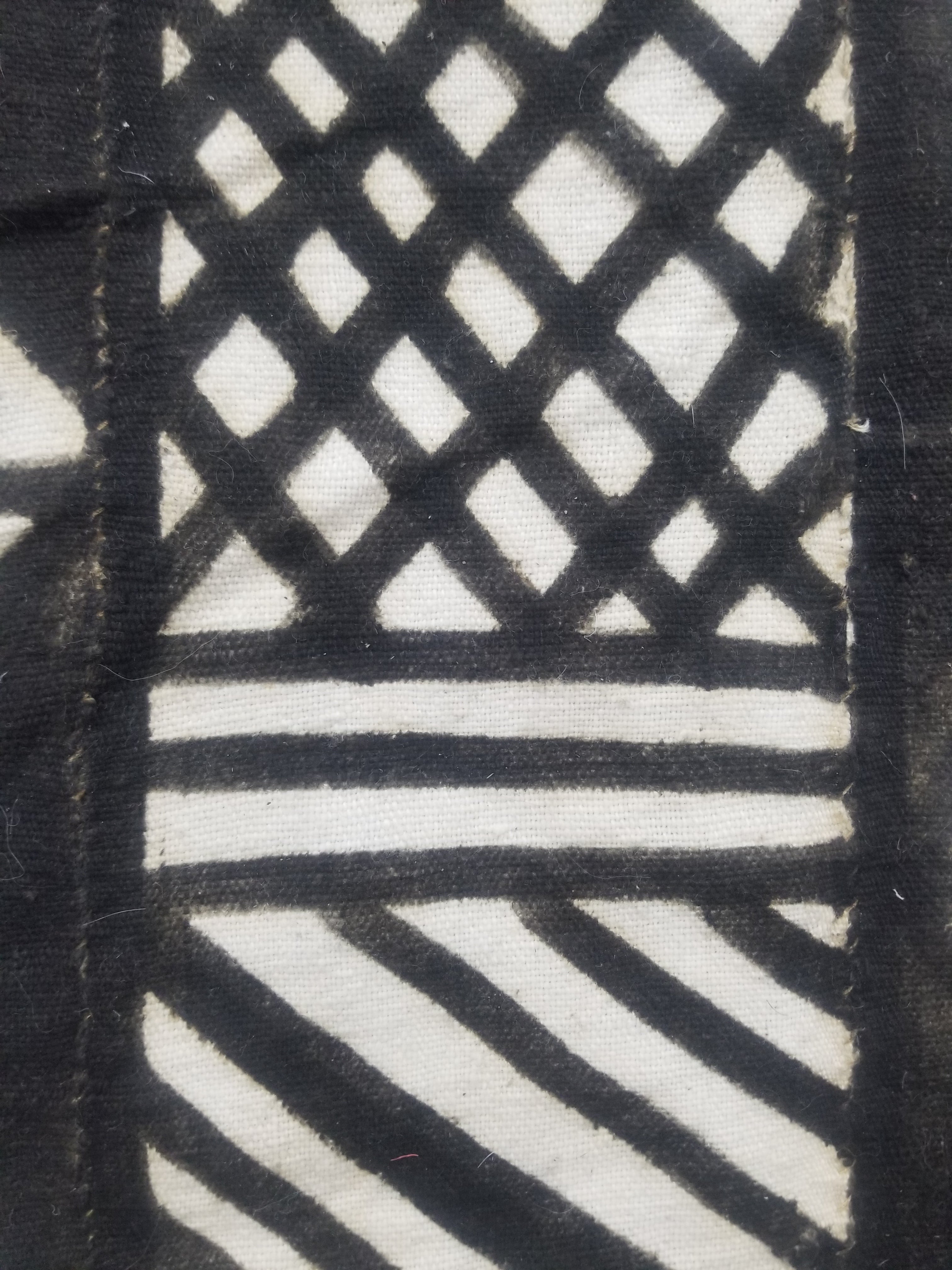 Vintage African Mudcloth Black & White Tribal Textile 166x121cm