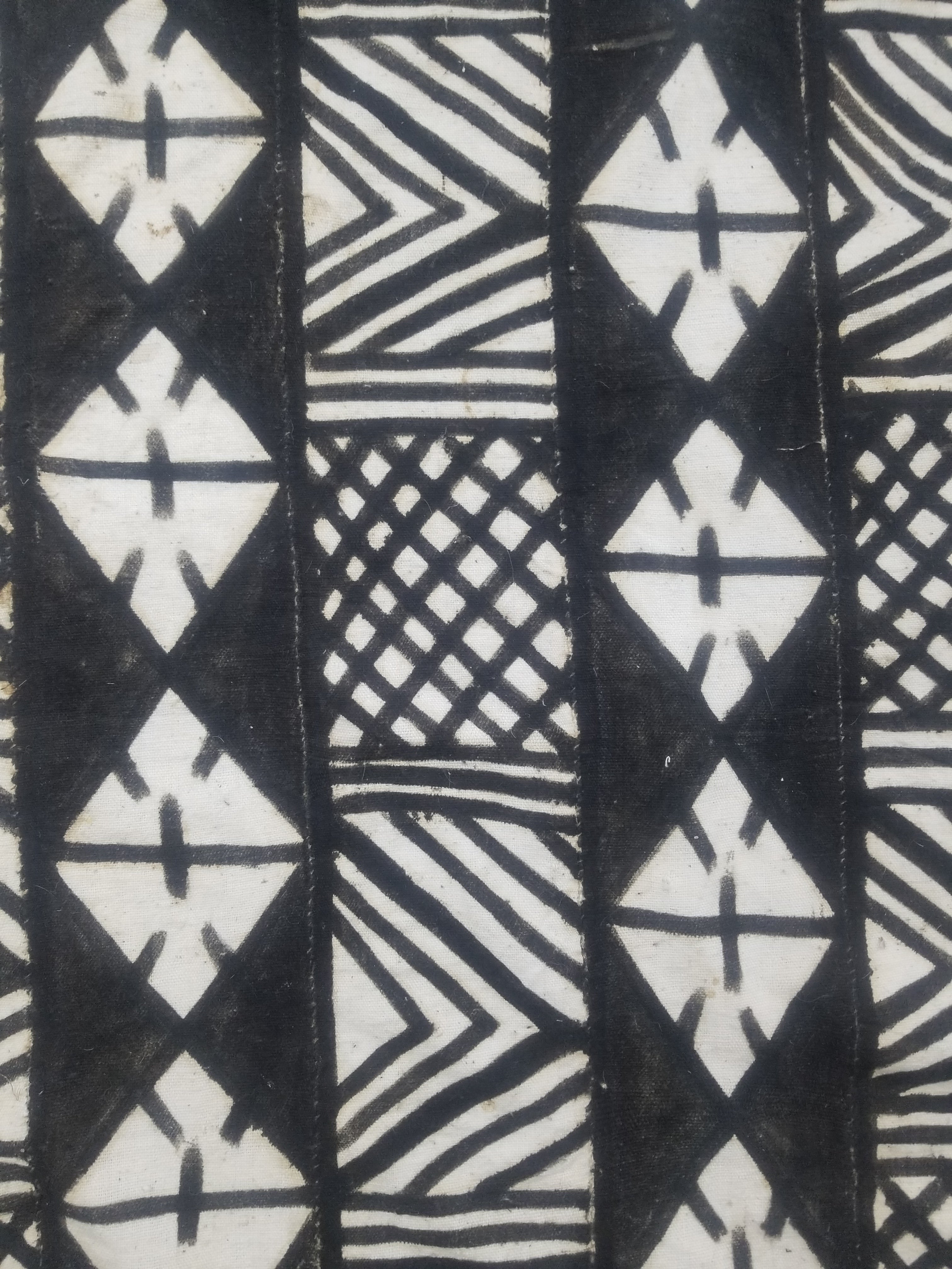 Vintage African Mudcloth Black & White Tribal Textile 166x121cm