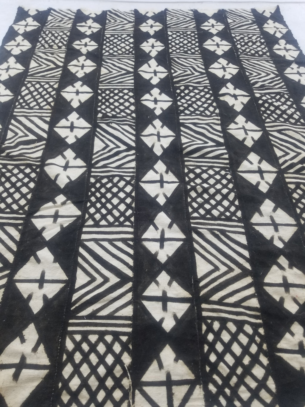 Vintage African Mudcloth Black & White Tribal Textile 166x121cm