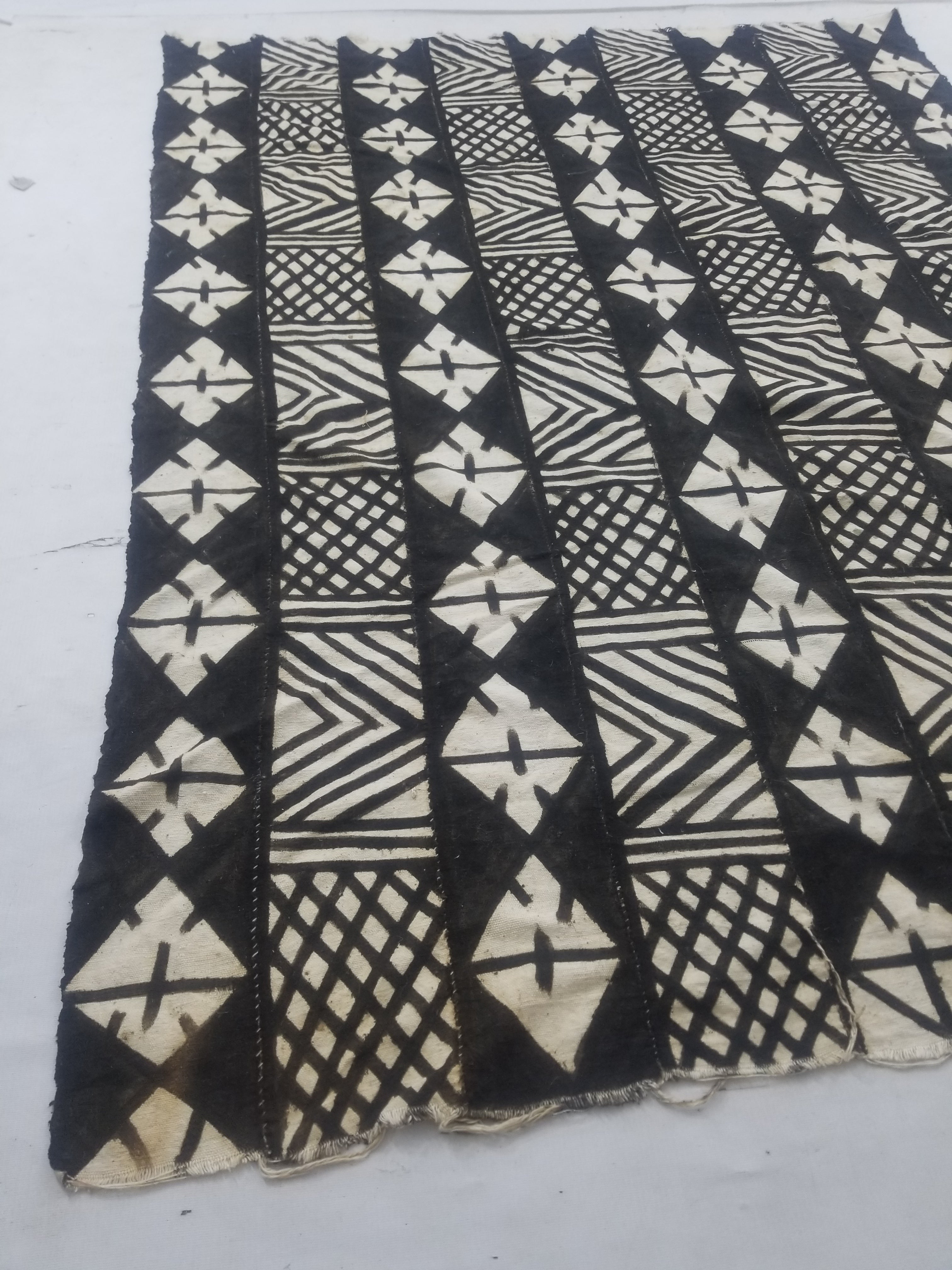 Vintage African Mudcloth Black & White Tribal Textile 166x121cm