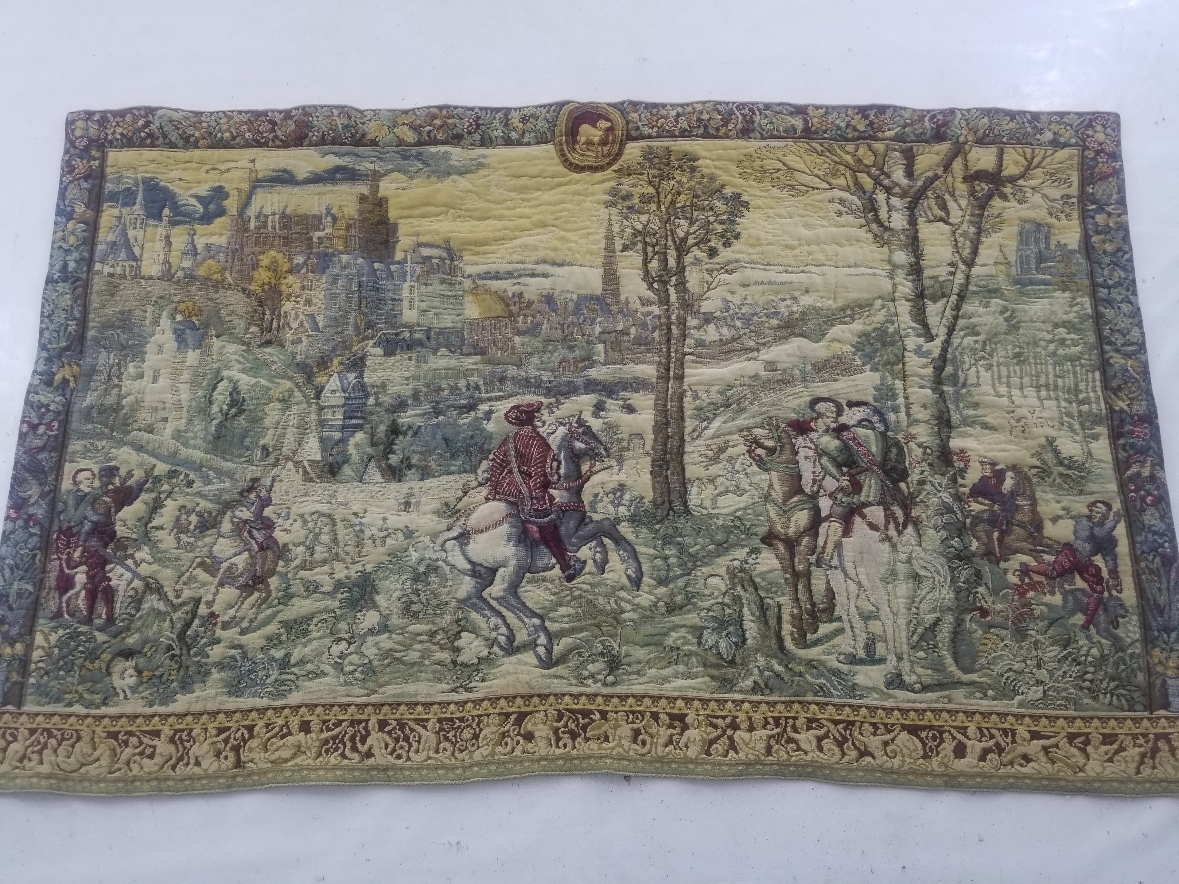 Vintage French The Royal Hunt Scene Wall Hanging Tapestry 201x126cm