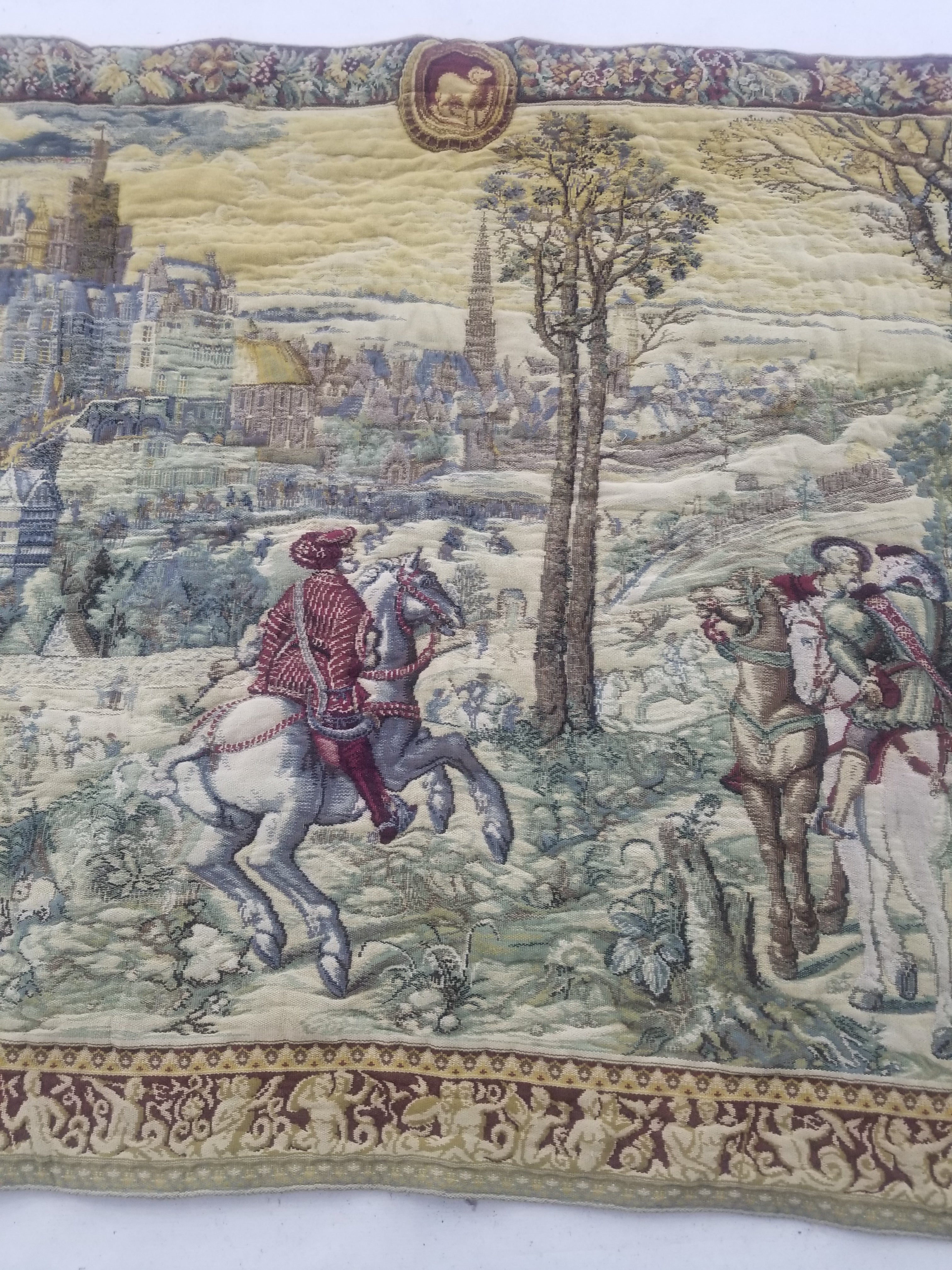 Vintage French The Royal Hunt Scene Wall Hanging Tapestry 201x126cm