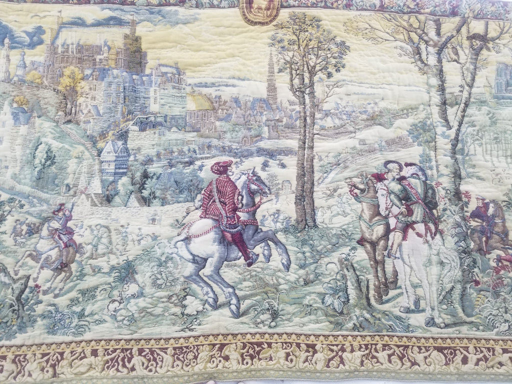 Vintage French The Royal Hunt Scene Wall Hanging Tapestry 201x126cm