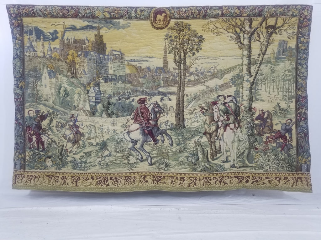 Vintage French The Royal Hunt Scene Wall Hanging Tapestry 201x126cm