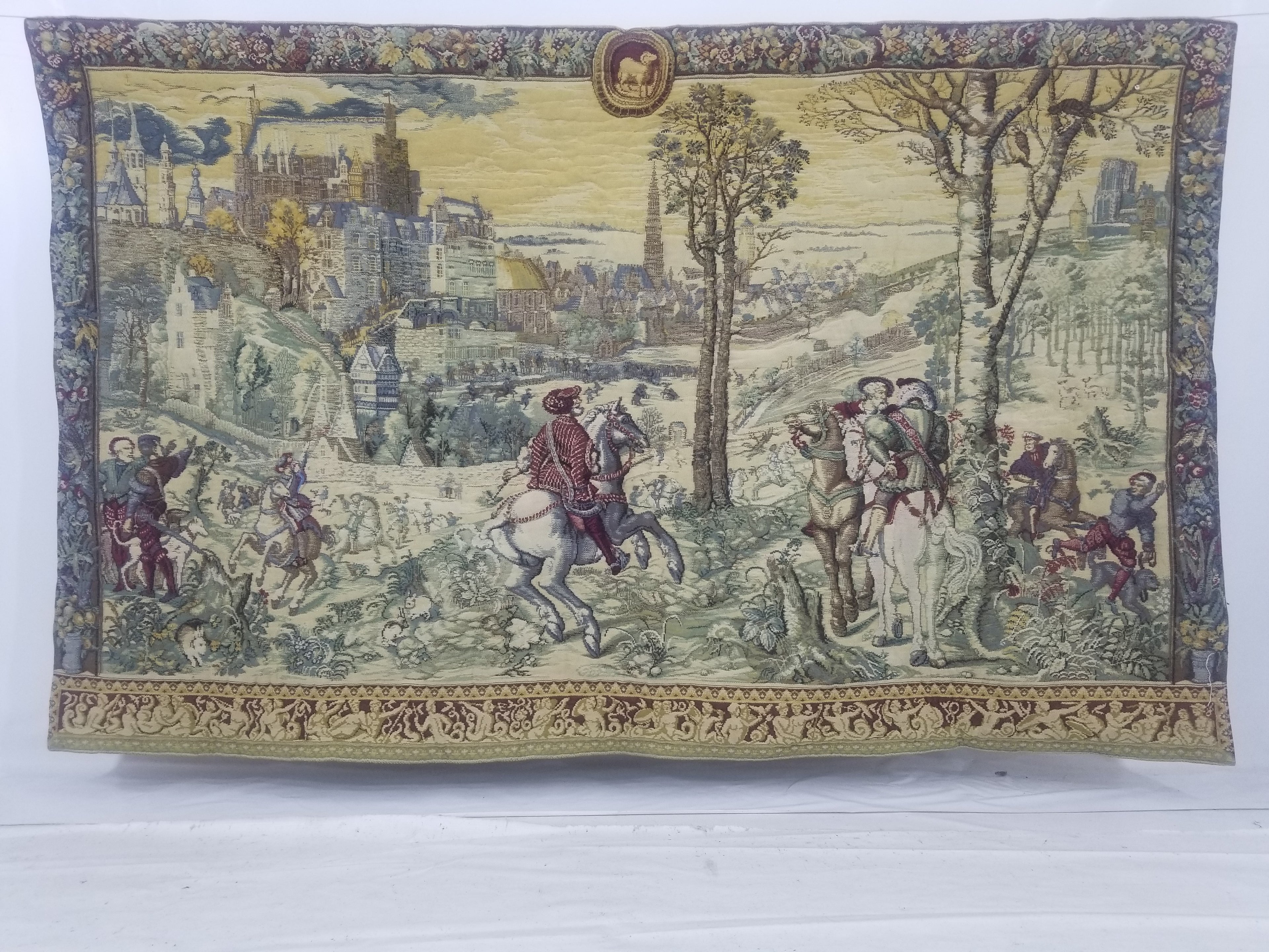 Vintage French The Royal Hunt Scene Wall Hanging Tapestry 201x126cm