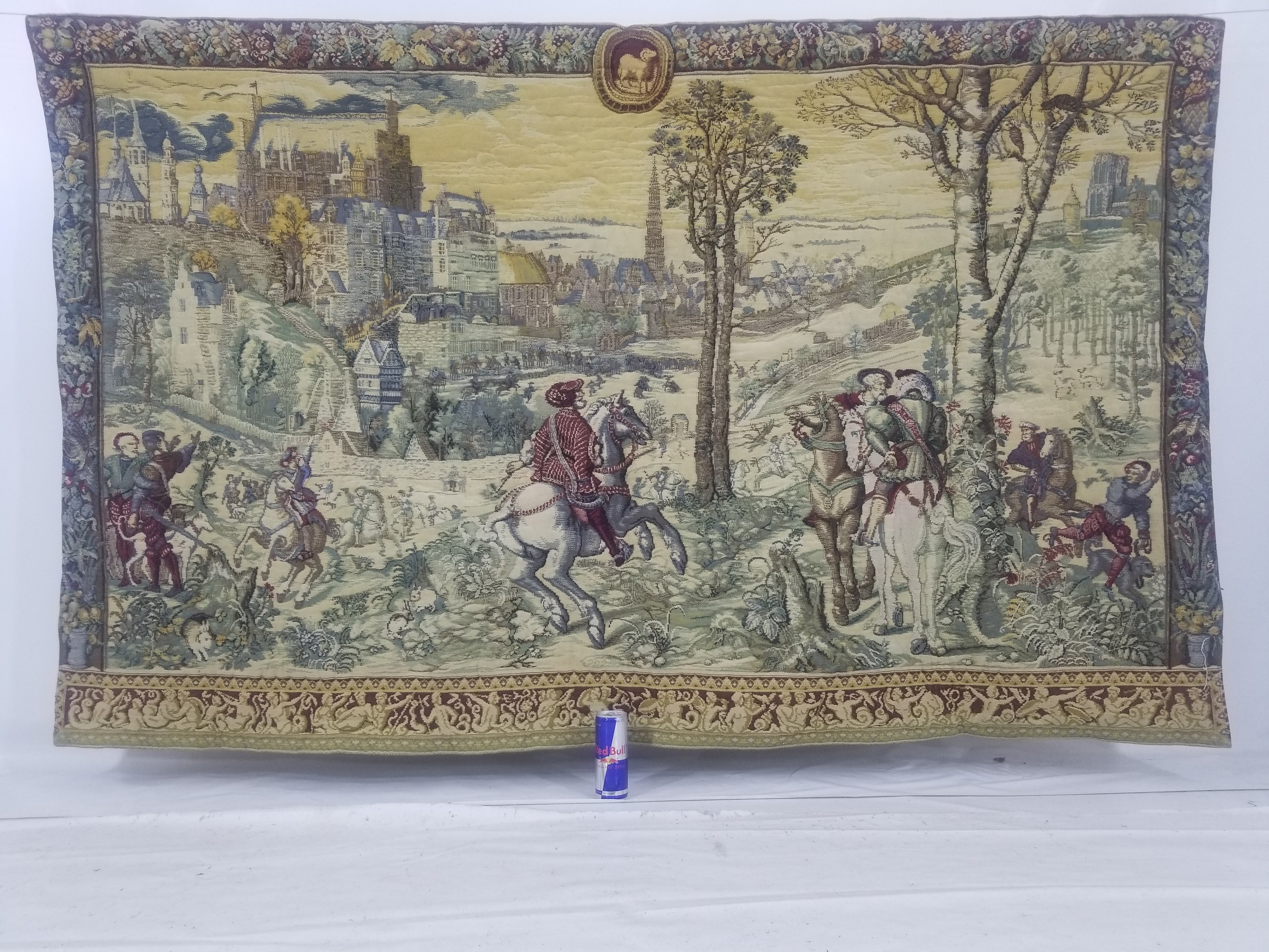Vintage French The Royal Hunt Scene Wall Hanging Tapestry 201x126cm