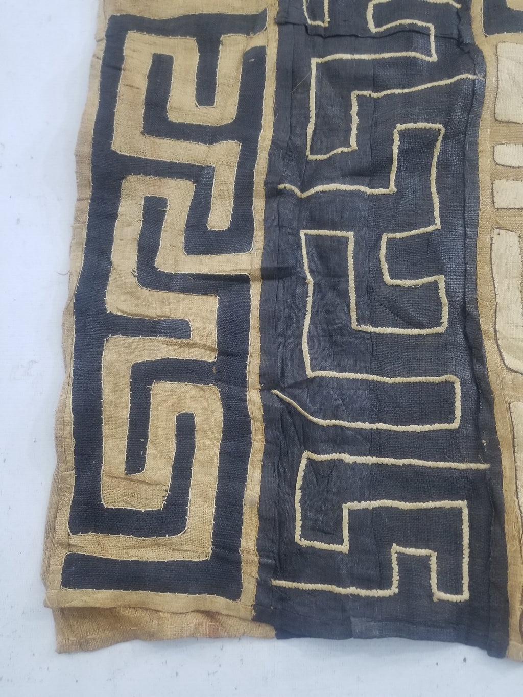 Vintage African Handmade Kuba Cloth Raffia Textile Runner 416x58cm