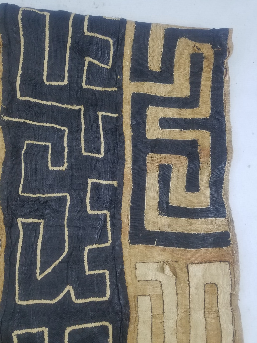 Vintage African Handmade Kuba Cloth Raffia Textile Runner 416x58cm