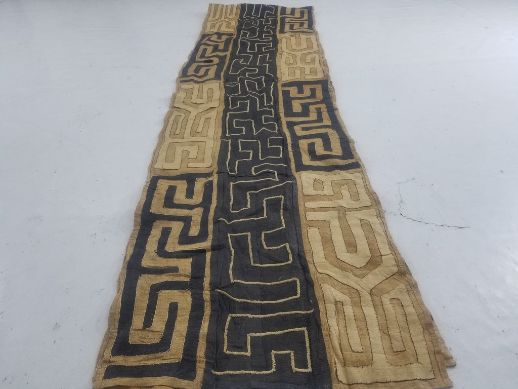 Vintage African Handmade Kuba Cloth Raffia Textile Runner 416x58cm