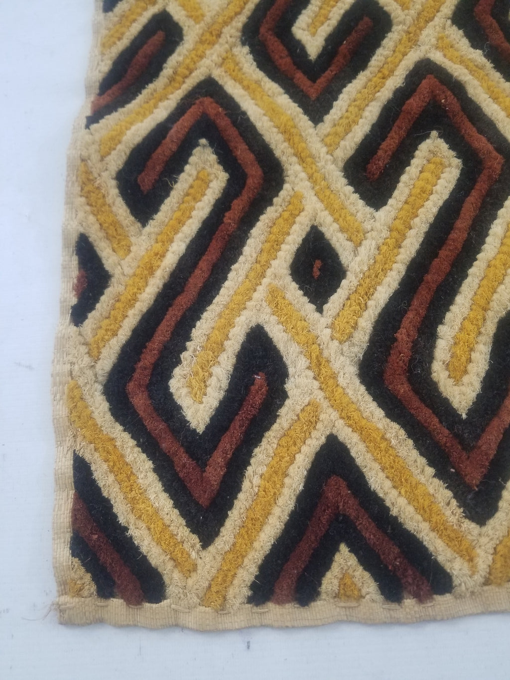 Vintage African Woven Kuba Shoowa Cloth Raffia Textile Panel 69x61cm