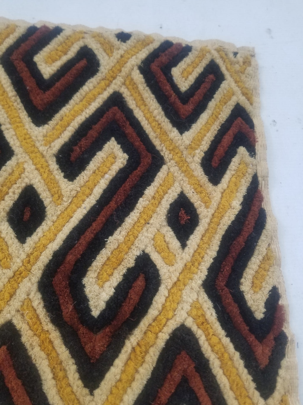 Vintage African Woven Kuba Shoowa Cloth Raffia Textile Panel 69x61cm
