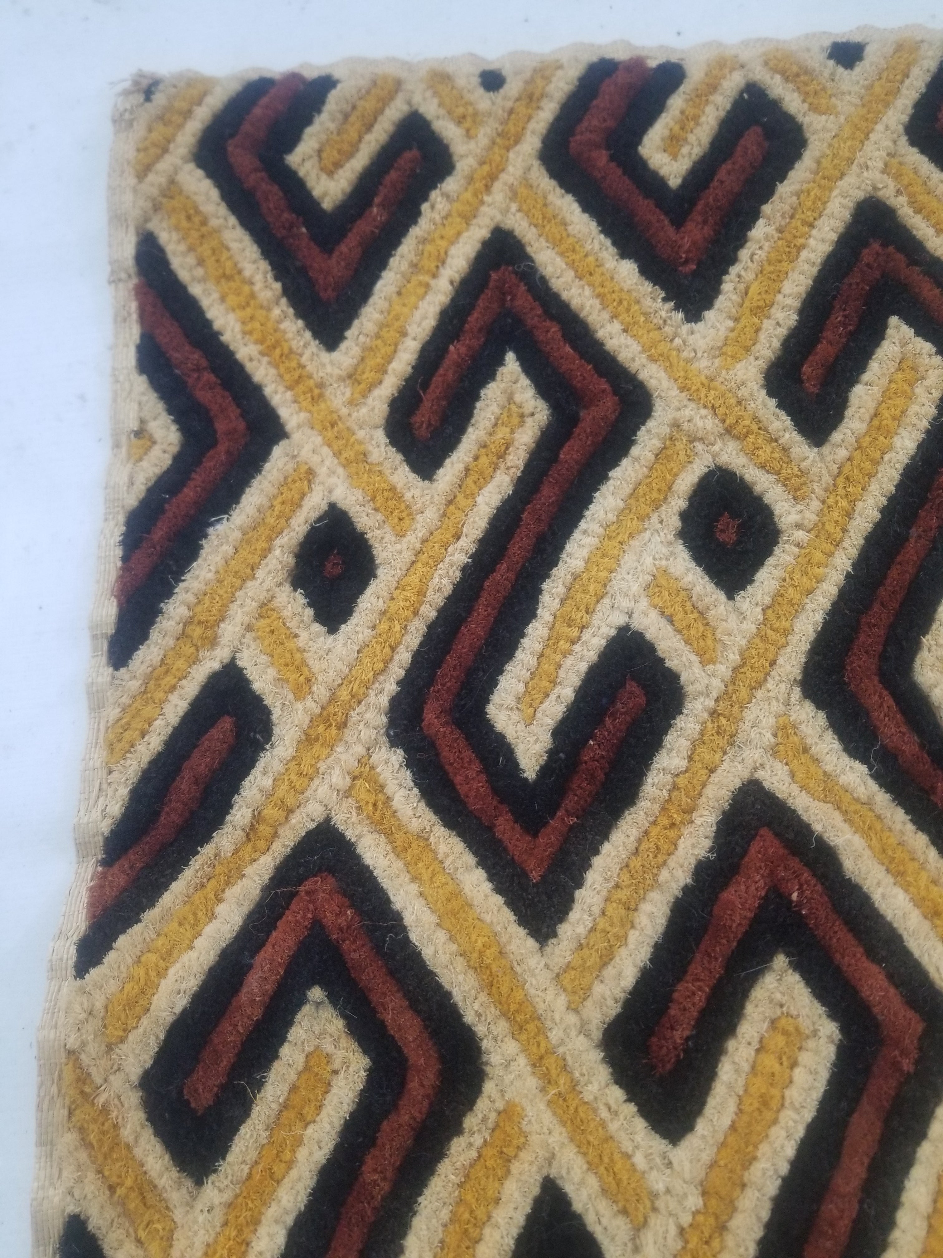 Vintage African Woven Kuba Shoowa Cloth Raffia Textile Panel 69x61cm