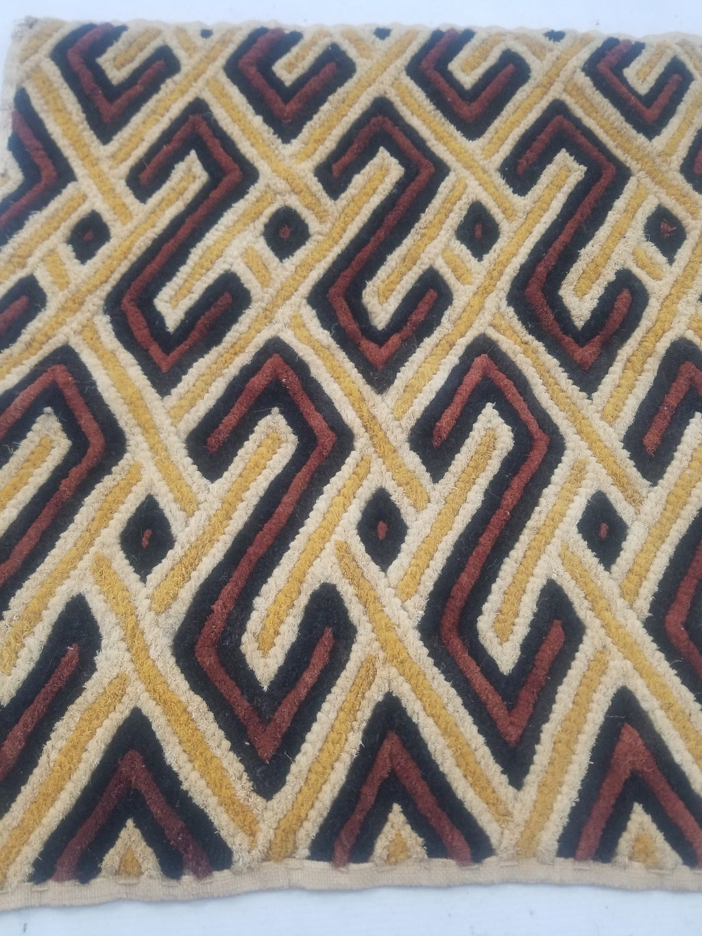 Vintage African Woven Kuba Shoowa Cloth Raffia Textile Panel 69x61cm