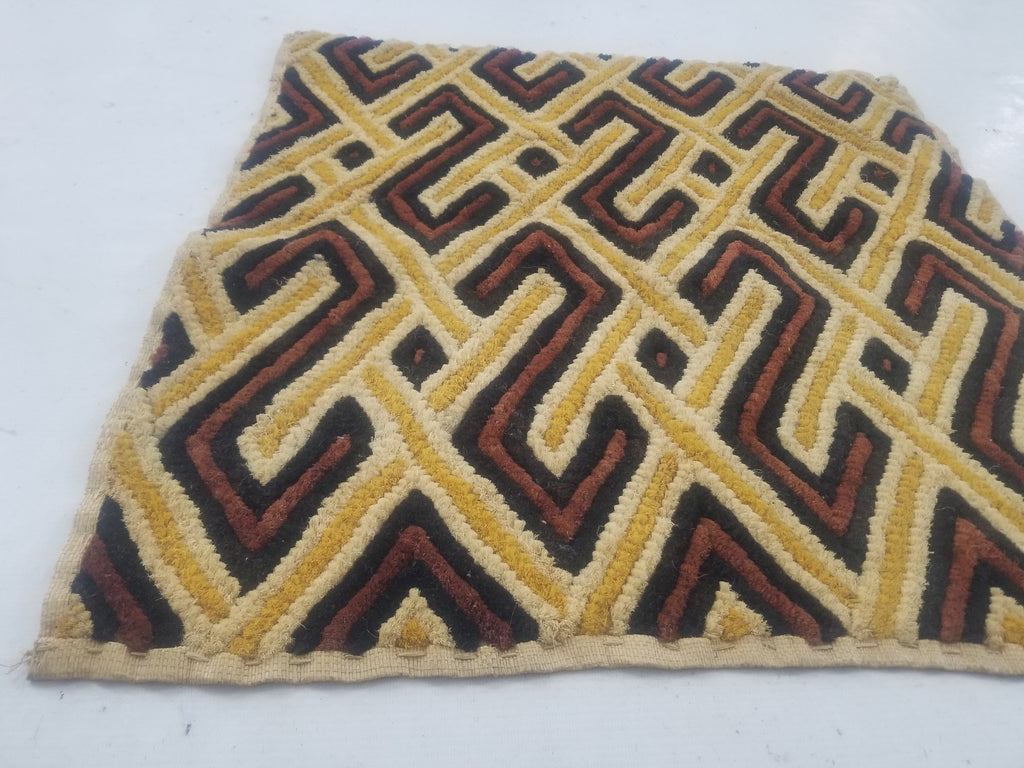 Vintage African Woven Kuba Shoowa Cloth Raffia Textile Panel 69x61cm