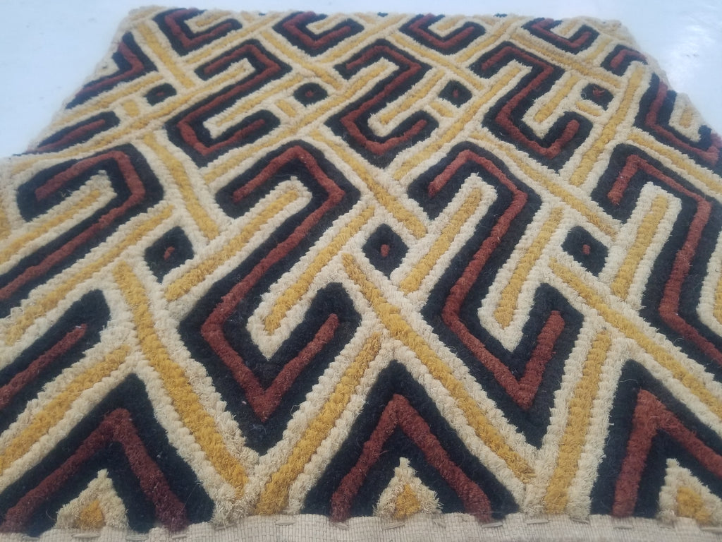 Vintage African Woven Kuba Shoowa Cloth Raffia Textile Panel 69x61cm