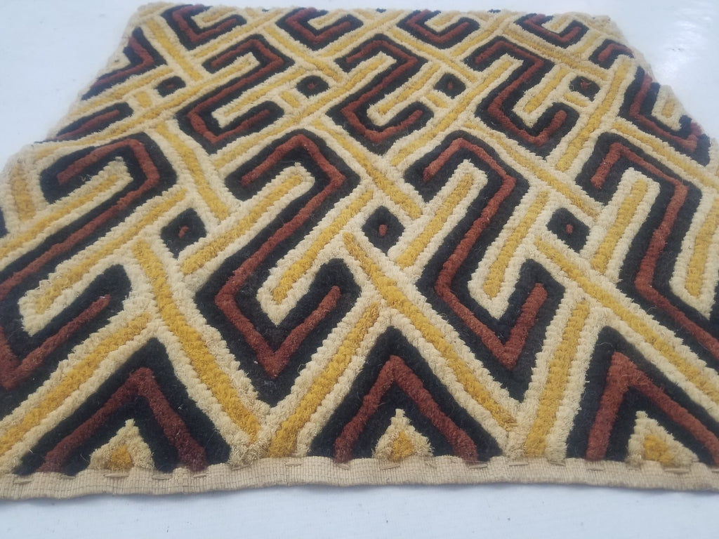 Vintage African Woven Kuba Shoowa Cloth Raffia Textile Panel 69x61cm