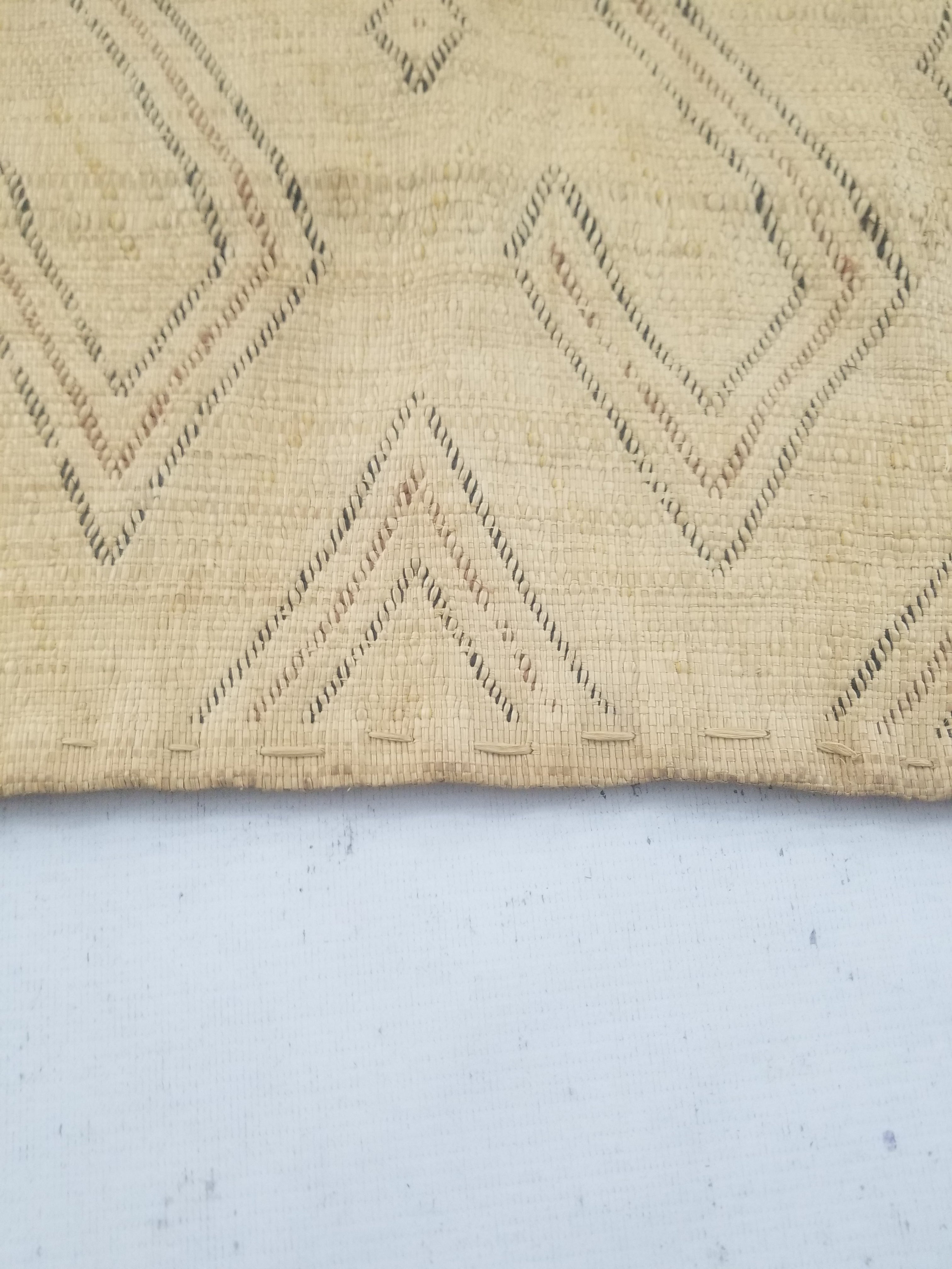 Vintage African Woven Kuba Shoowa Cloth Raffia Textile Panel 69x61cm