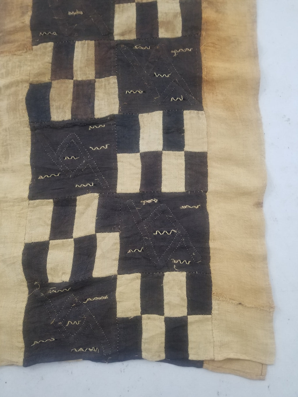 Vintage African Kuba Cloth Raffia Textile Runner 366x63cm