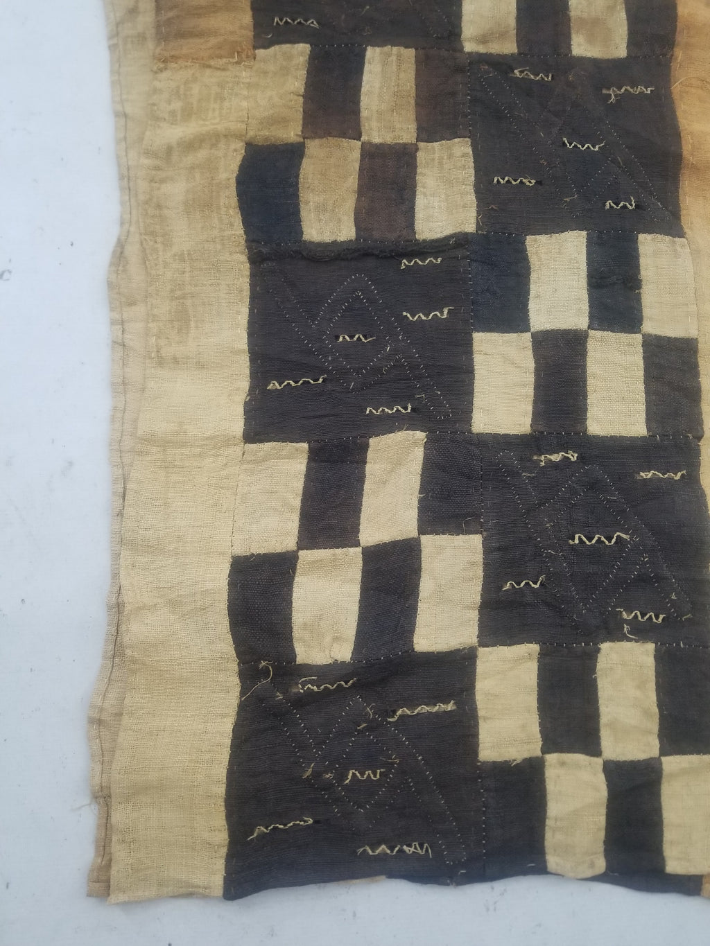 Vintage African Kuba Cloth Raffia Textile Runner 366x63cm