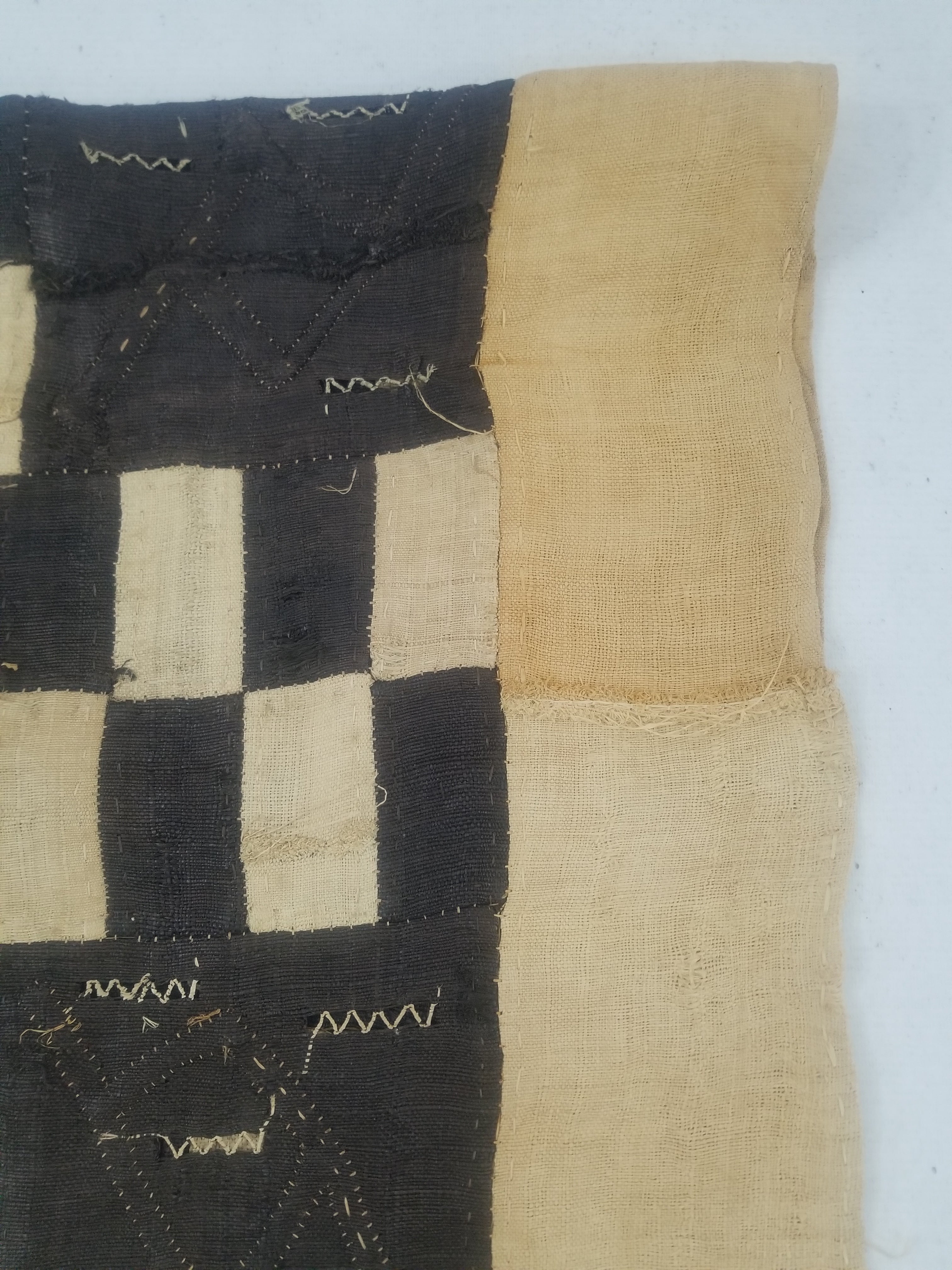 Vintage African Kuba Cloth Raffia Textile Runner 366x63cm