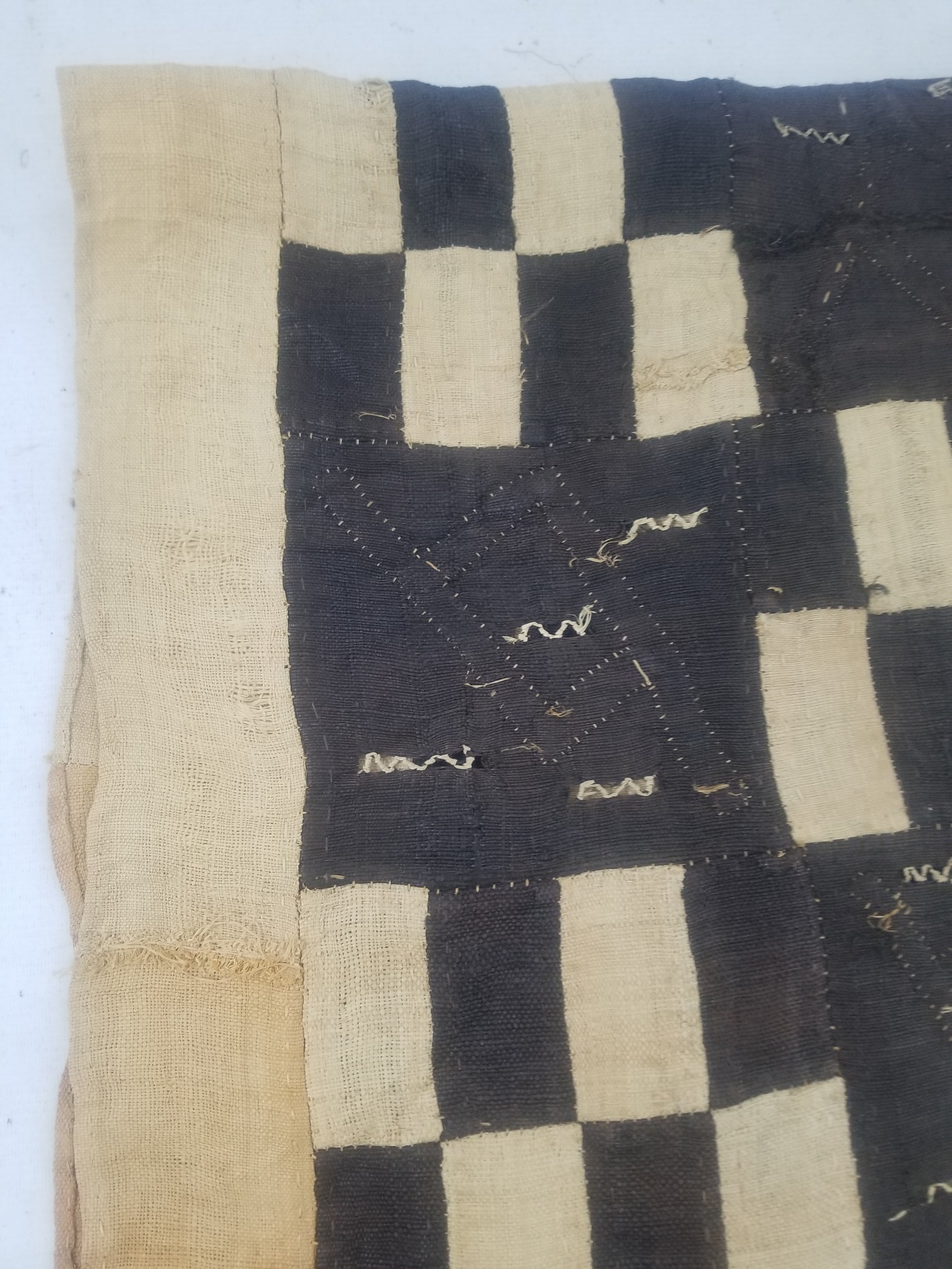 Vintage African Kuba Cloth Raffia Textile Runner 366x63cm