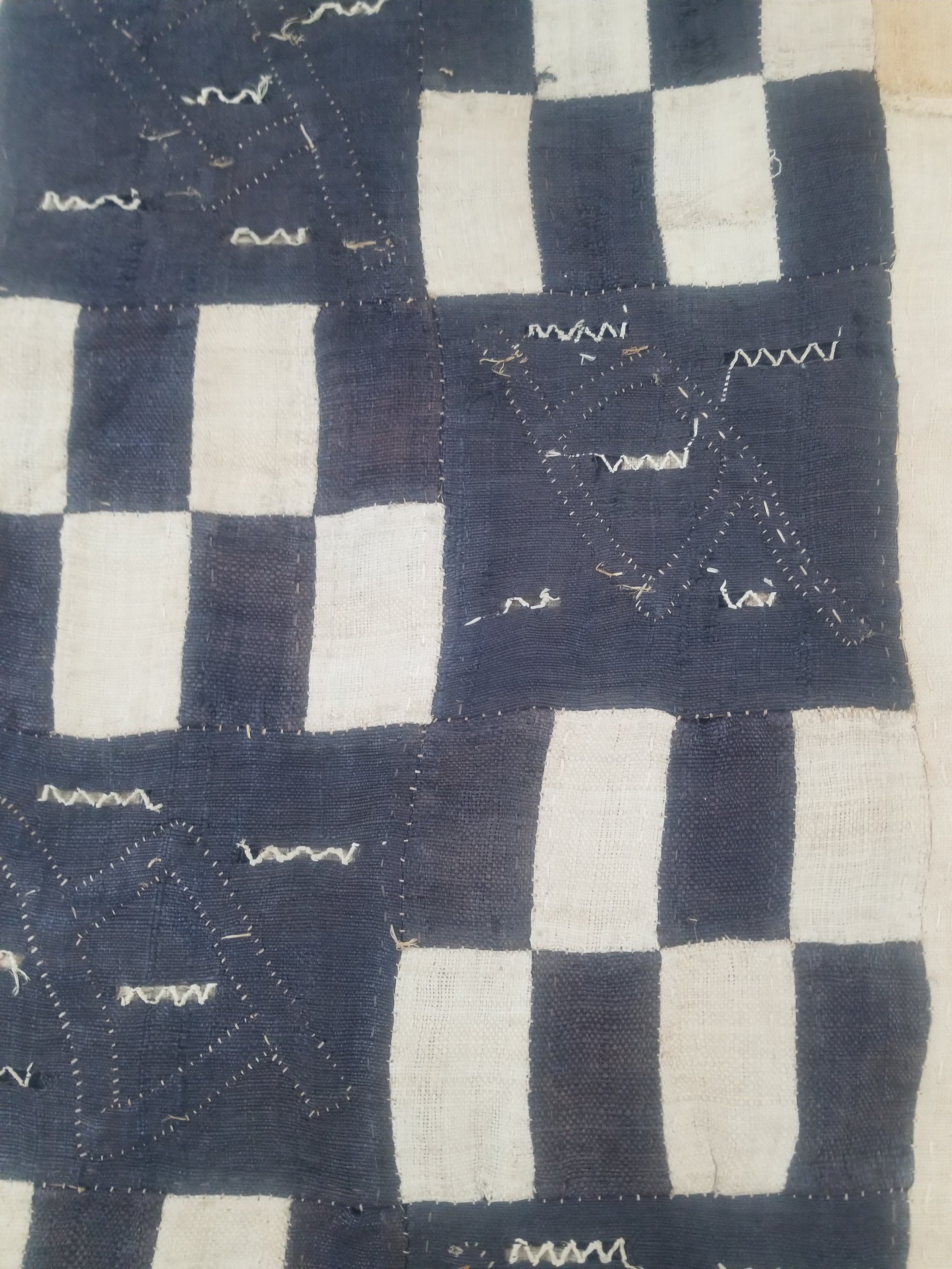 Vintage African Kuba Cloth Raffia Textile Runner 366x63cm
