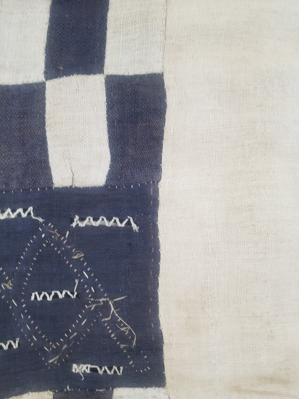 Vintage African Kuba Cloth Raffia Textile Runner 366x63cm